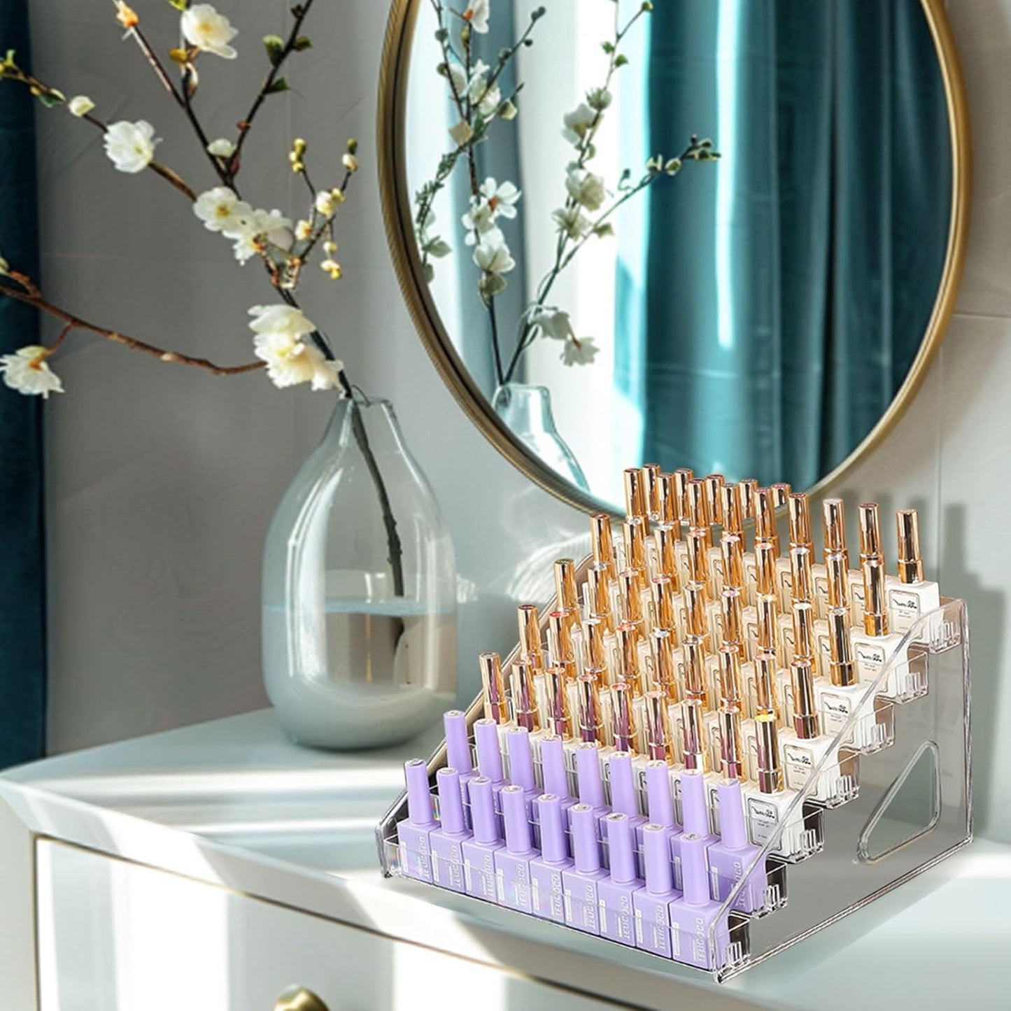 Nail Polish Storage Box Makeup Organizer Cosmetics Storage Transparent Easy to Assemble 7 Layers