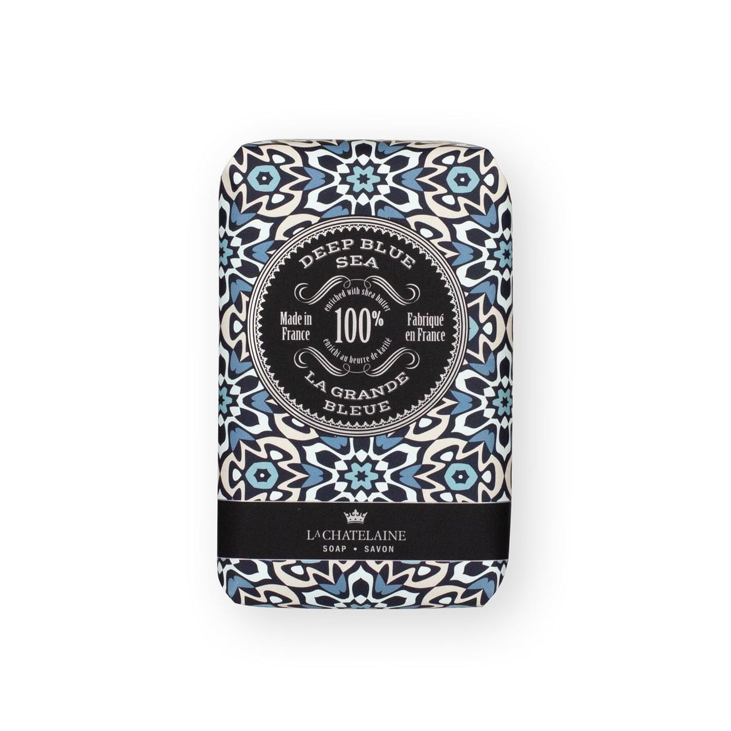 La Chatelaine Soap Supply Tin Gift Set |Unisex, Men, Women| Plant-based shea butter bar soaps | Made in France | Natural and Organic | Large soap bars | Set of 6, 8.8 oz./250g bars - Gray Mosaic