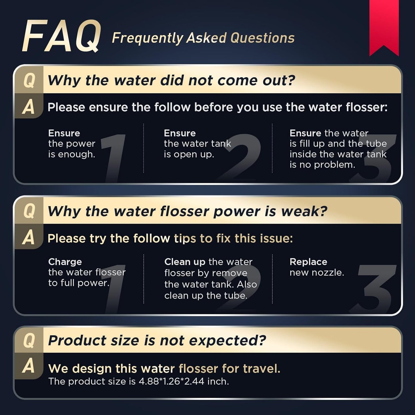 Water Flosser [ Mini Cordless Portable ] Oral Irrigator Water Teeth Cleaner Pick, Telescopic Water Tank, 3 Modes & IPX7 Waterproof, Home & Travel Water Floss for Teeth, Braces Bridges Care (Black)