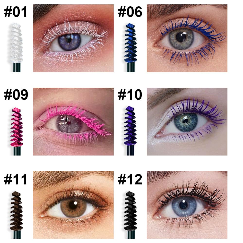 Colored Mascara for Eyelashes, Voluminous Colorful Mascara Set, Pink Blue Purple White Brown Black Lash Pack - Lengthening, Defining, Curling, Multiplying Formula, Cruelty-Free & Waterproof