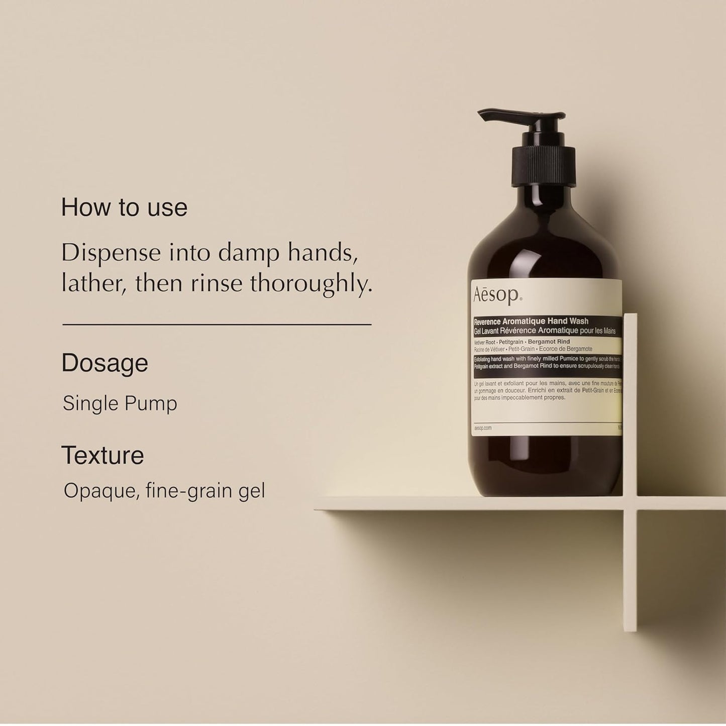 Aesop Reverence Aromatique Hand Wash | Gentle Exfoliating Hand Wash with Finely Milled Pumice | 500mL / 16.9 oz