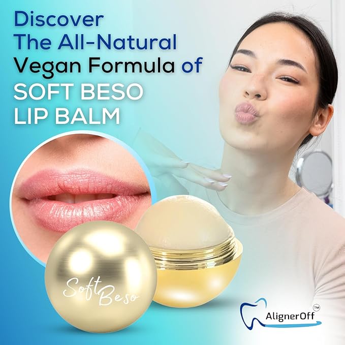 SoftBeso Lip Balm| Gold-Vanilla Flavor| Vegan Lip Care|Clean Ingredients | Lip Balm for Beautiful, Soft Lips | Hydrating & Nourishing Lip Care Products | Premium Lip Balm Ball