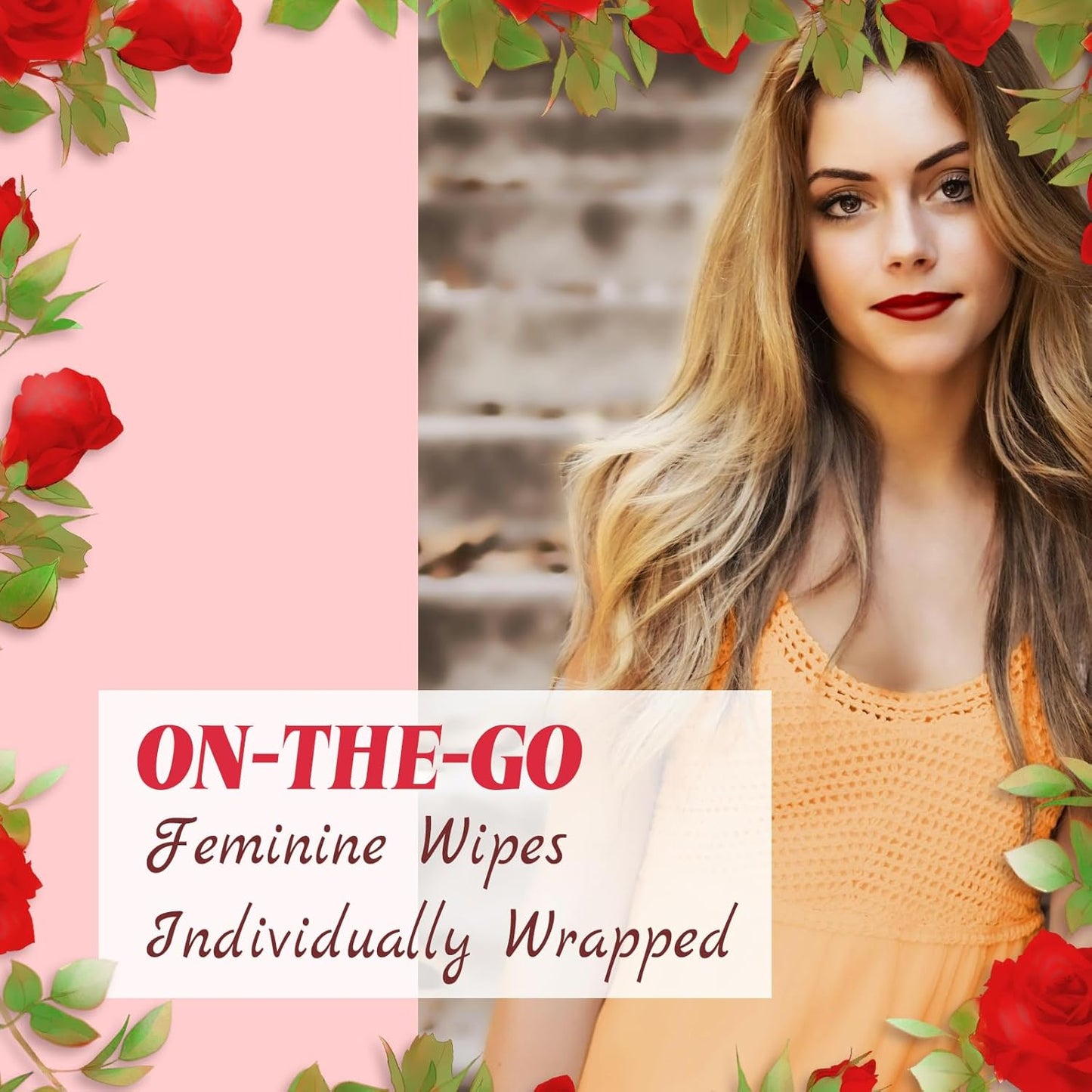 Feminine Wipes Individually Wrapped, Flushable Wipes Travel,Travel Wipes for Women,Feminine Care Wet Wipes Travel Size Vaginal Wipes for Adult, Girl and Homeless 50