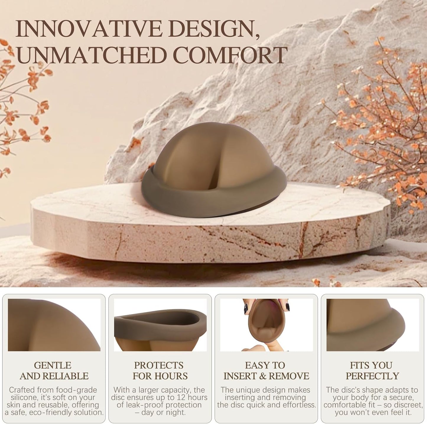 Reusable Menstrual Disc - Soft & Comfortable, Leakproof Menstrual Cup Alternative - Pack of 2 (Large Size)