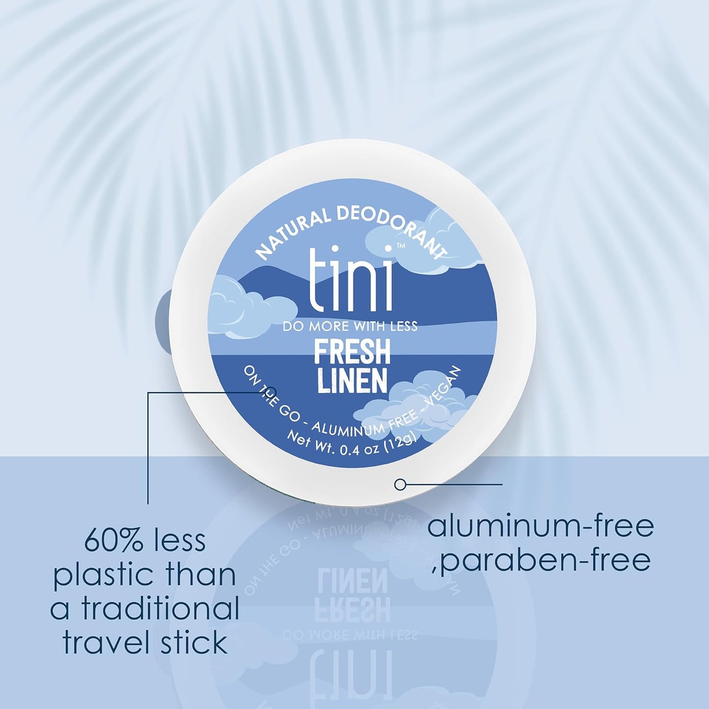 Tini Naturals Mini Travel Size Deodorant, Unisex Aluminum Free Deodorant with Coconut Oil & Shea Butter, 0.4oz each (4 Pack), Fresh Linen Scent
