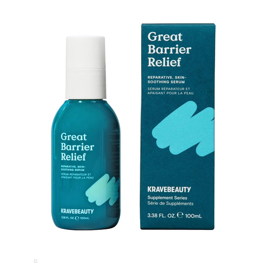 KraveBeauty Jumbo Great Barrier Relief, Soothing Skin Barrier Repair Serum, Contains Tamanu Oil to Soothe and Calm Redness, For All Skin Types, Vegan & Cruelty Free, 3.38 fl oz