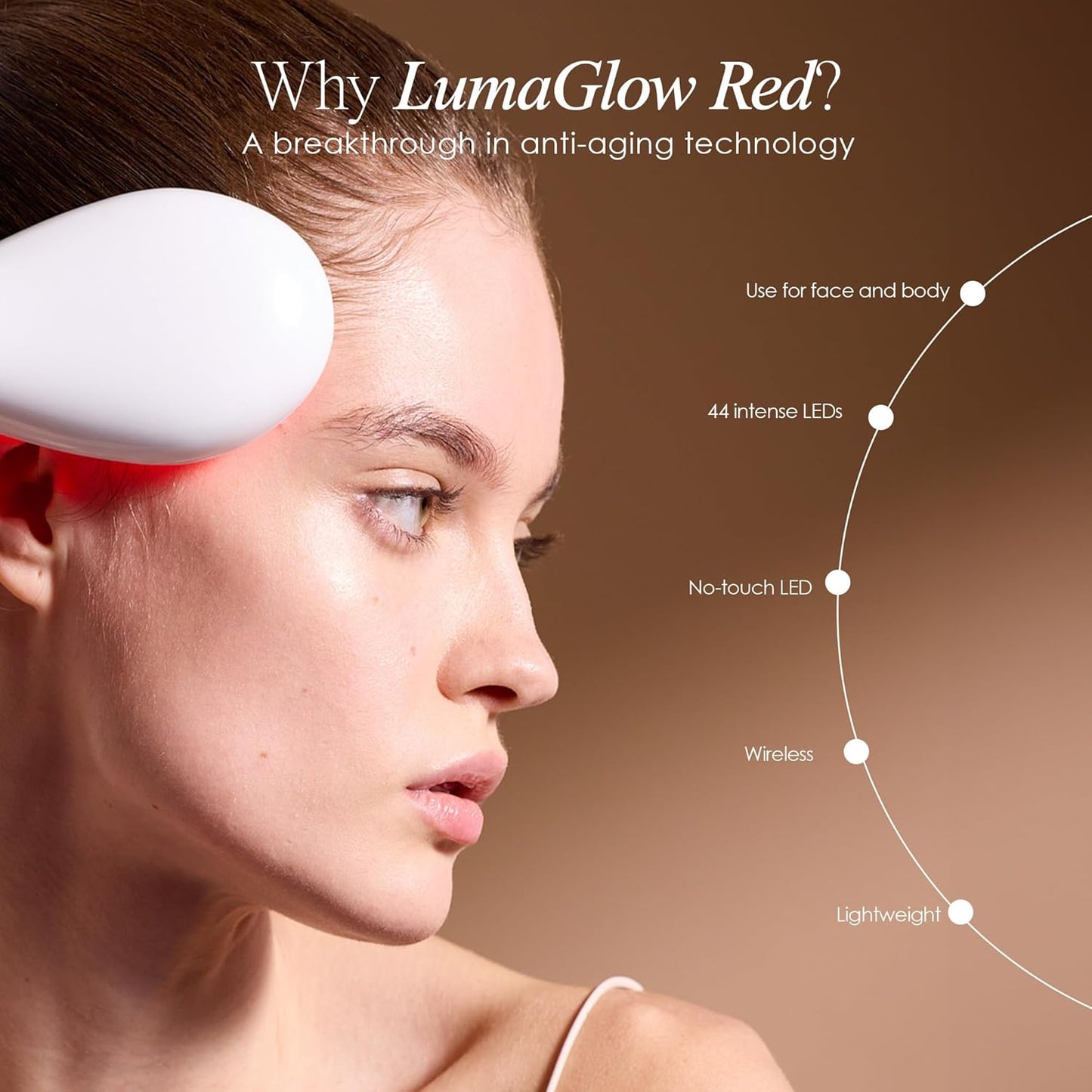 LumaGlow Red LED Light Therapy by Project E Beauty | Skin Rejuvenation and Anti-Aging | Diminish Fine Lines & Wrinkles
