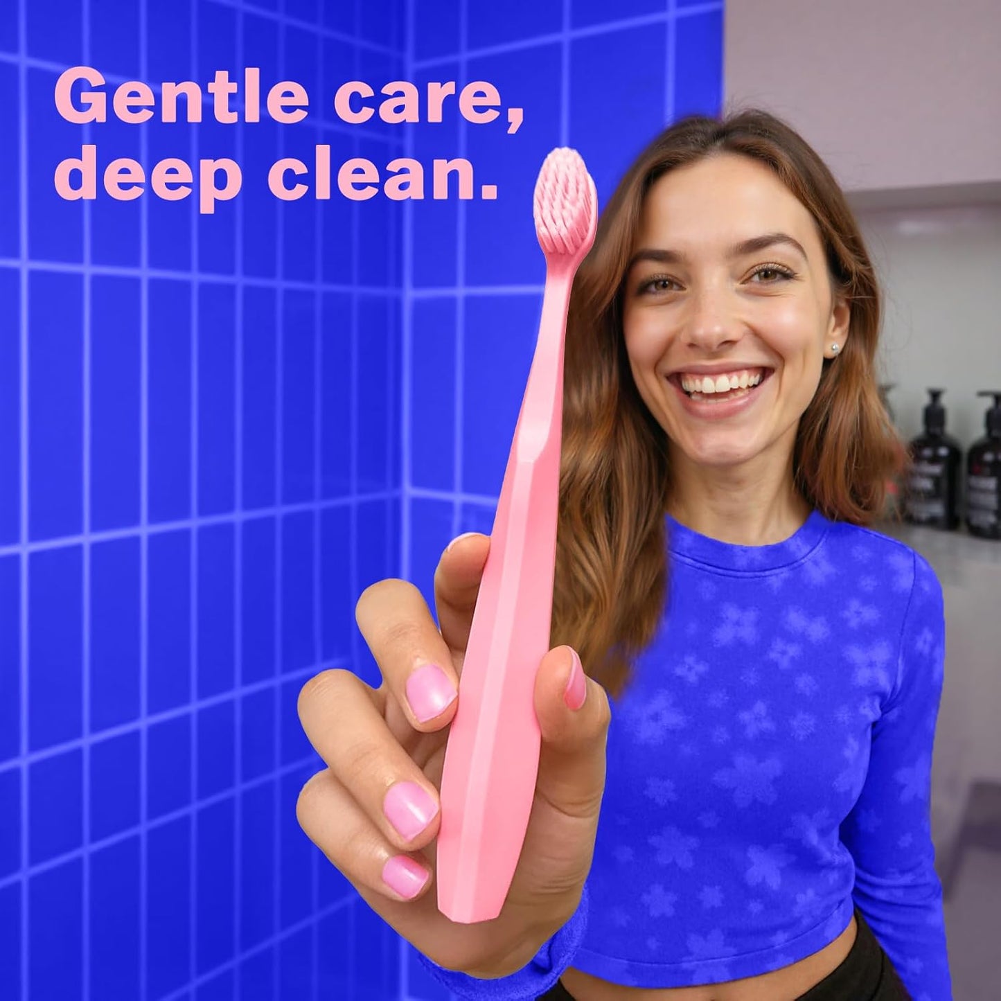 Max Extra-Soft Toothbrush for Adults Sensitive Gums – Gentle Bristles, Wide Angled Head for Back Teeth, Ergonomic Non-Slip Grip, BPA-Free Handle, Individually Wrapped, 4-Pack(Pink)