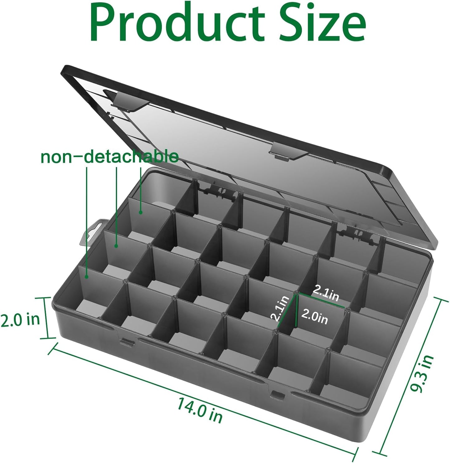 Large 24 Grids Plastic Organizer Box Adjustable Dividers,Clear Storage Box for Jewelry, Art DIY Crafts, Washi Tapes, Beads and Small Parts(Black,3Pack)