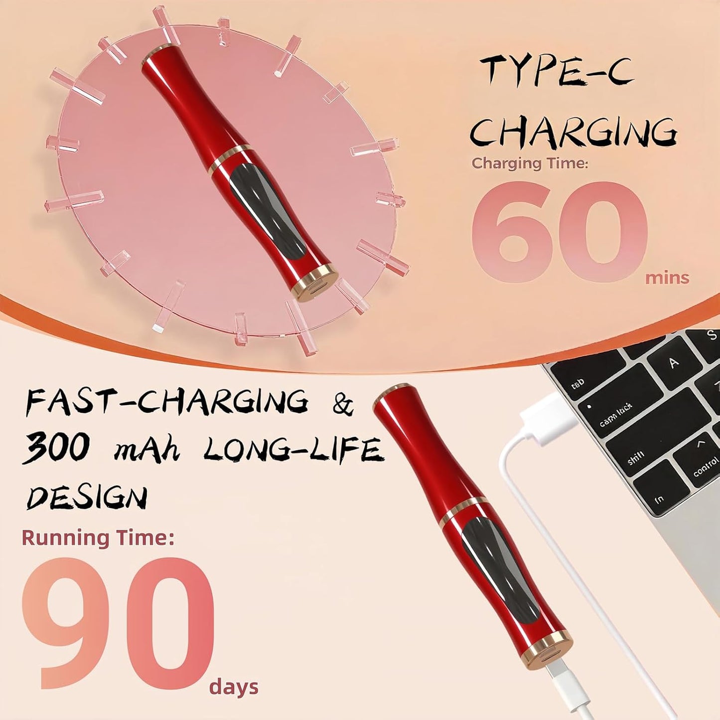 2025 Upgraded Heated Eyelash Curler – Fast 5s Heat-Up, USB Rechargeable Electric Eyelash Curler, 3 Temperature Modes, LED Display, Anti-Burn, 24H Long-Lasting Curl, Perfect Gift for Women (Red)