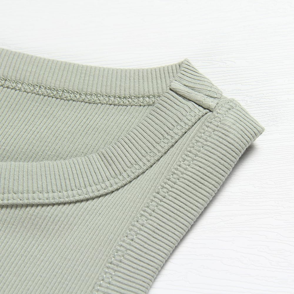 GEMBERA Womens Sleeveless Racerback High Neck Casual Basic Cotton Ribbed Fitted Tank Top
