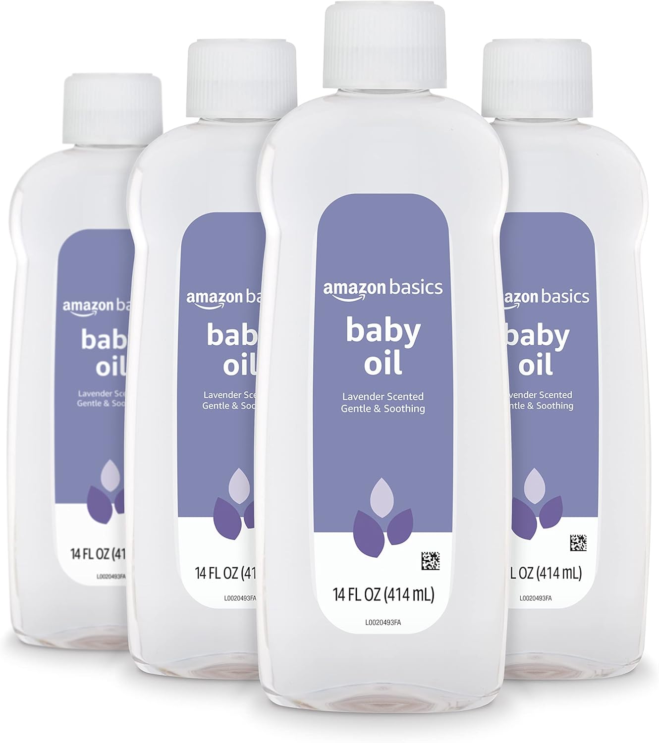 Amazon Basics Baby Oil, Lavender Scented, 14 Fl Oz (Pack of 4) (Previously Solimo)