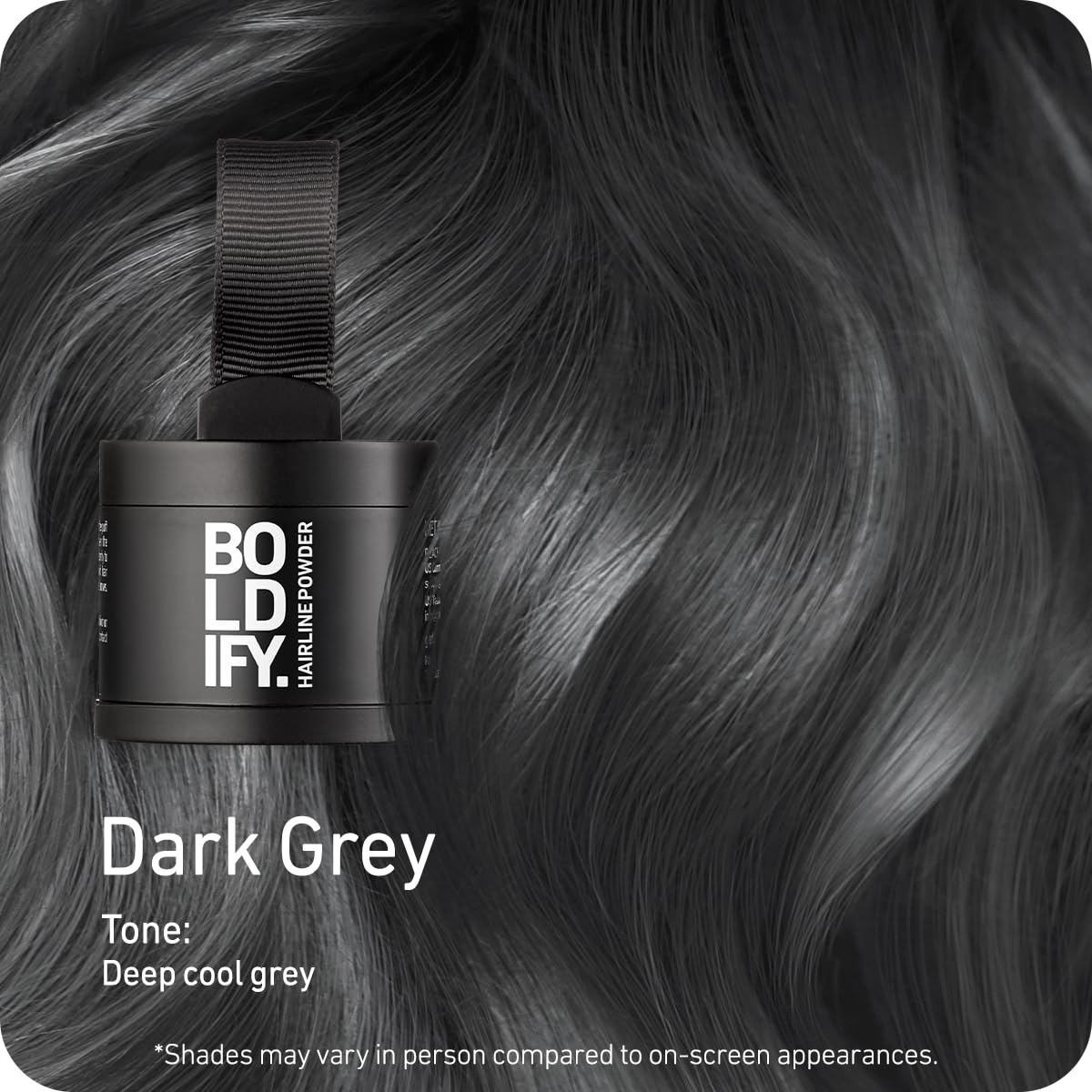 BOLDIFY Hairline Powder - Root Touch Up Hair Color for Gray Coverage - Bald Spot Concealing Hair Powder for Women & Men - 48-Hour Stain-Proof - Dark Gray