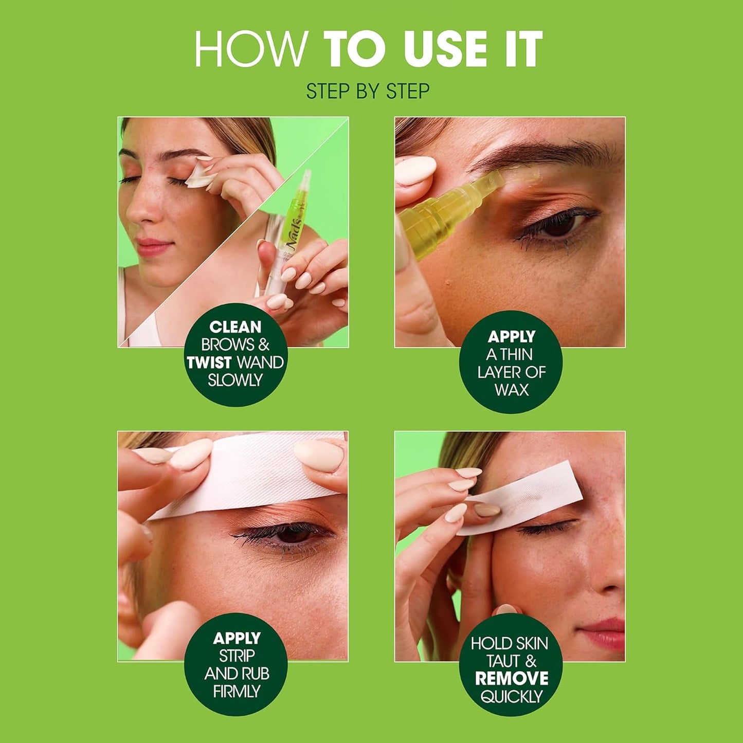 Nad's Eyebrow Shaper Wax Kit Eyebrow Facial Hair Removal Delicate Areas Cotton Strips, Cleansing Wipes, 0.2 Ounce (Pack of 1)