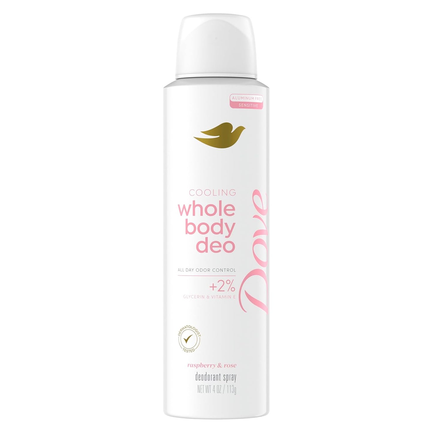 Dove Whole Body Deodorant Cooling Spray Raspberry & Rose Aluminum Free 4oz