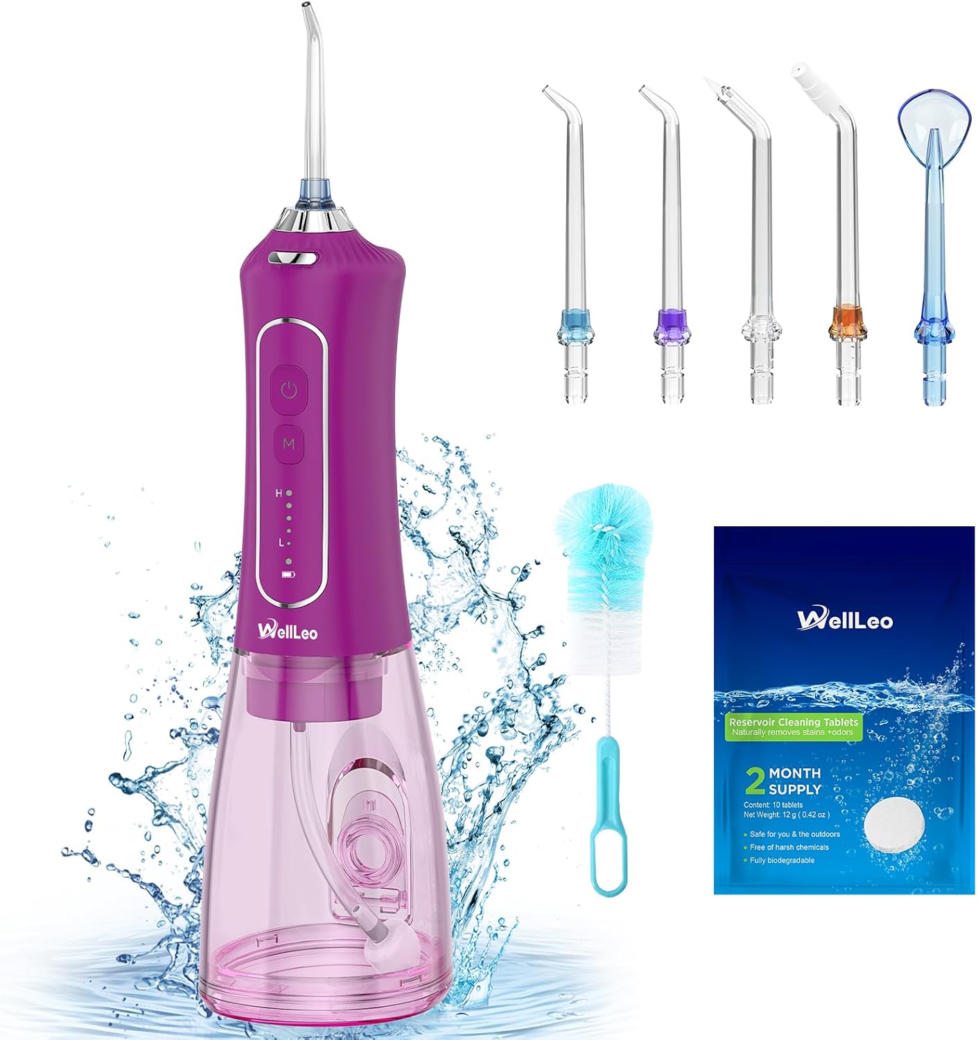 Water Flosser for Teeth, 300ML Cordless Oral Irrigator Rechargeable Dental Flosser Picks with 5 Modes 5 Jet Tips,IPX7 Waterproof Teeth Cleaner for Braces Gum Care, Home Travel Use