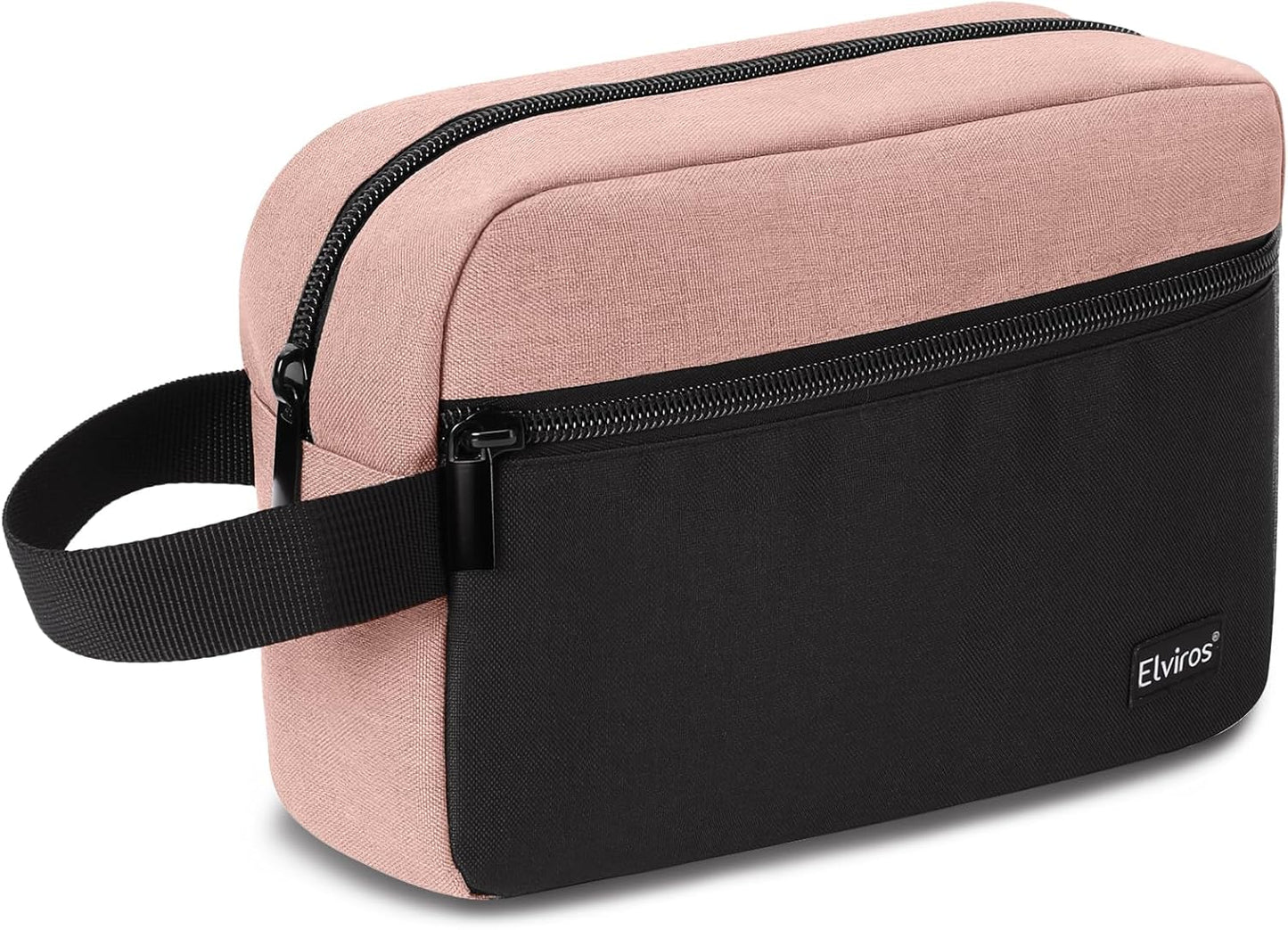 Elviros Travel Toiletry Makeup Bag for Women Hanging Toiletries Dopp Kit Small Bathroom Hygiene Tool and Medicine bag for Traveling Essential Shaving Pouch (Pink&Black)
