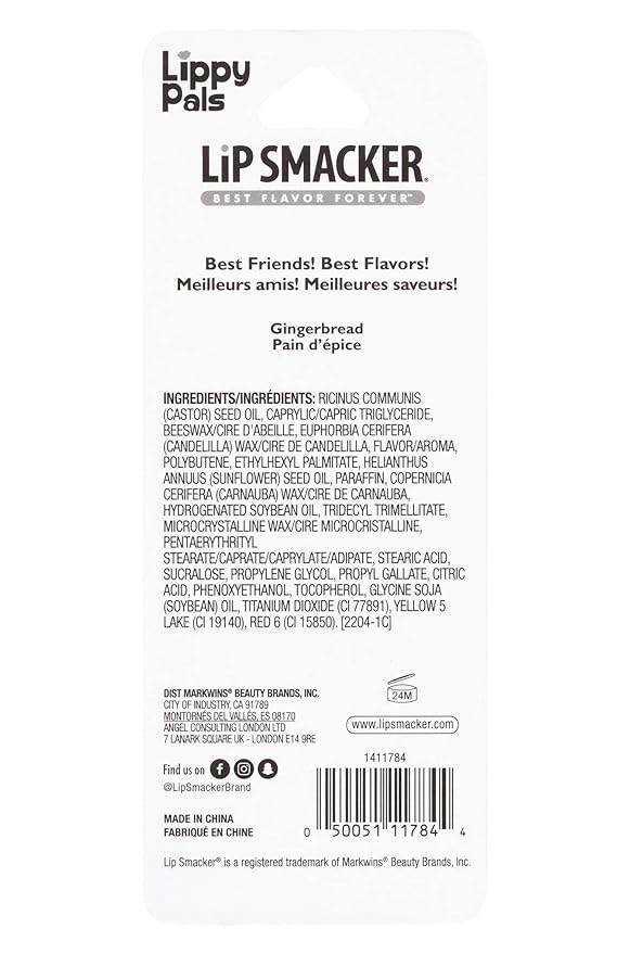 Lip Smacker Lippy Pals Penguin Holiday, Flavored Moisturizing & Smoothing Soft Shine Lip Balm, Hydrating & Protecting Fun Tasty Flavors, Cruelty-Free & Vegan - Gingerbread