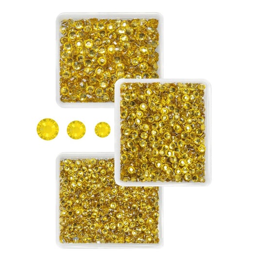 Crystal Yellow Resin Rhinestones for Crafting 3mm 4mm 5mm Light Yellow Flatback Stones Non-Hotfix Diamonds Crystals Gems Charms for Nails Face Eyes Makeup Body Tumblers Bottles Crafts Clothes