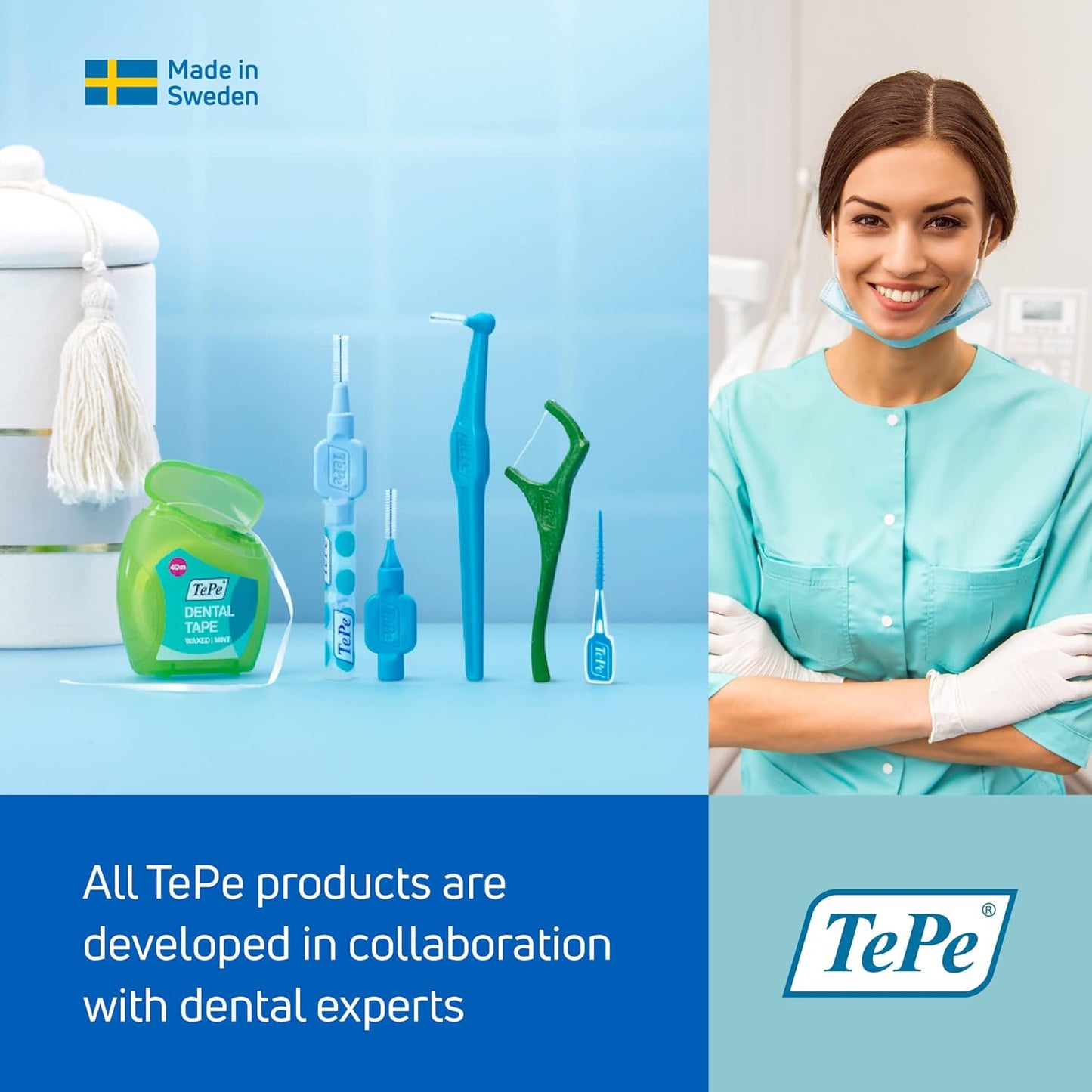 TePe Interdental Brush Original, Soft Dental Brush for Teeth Cleaning, Pack of 20, 0.8 mm, Large Gaps, Green, Size 5