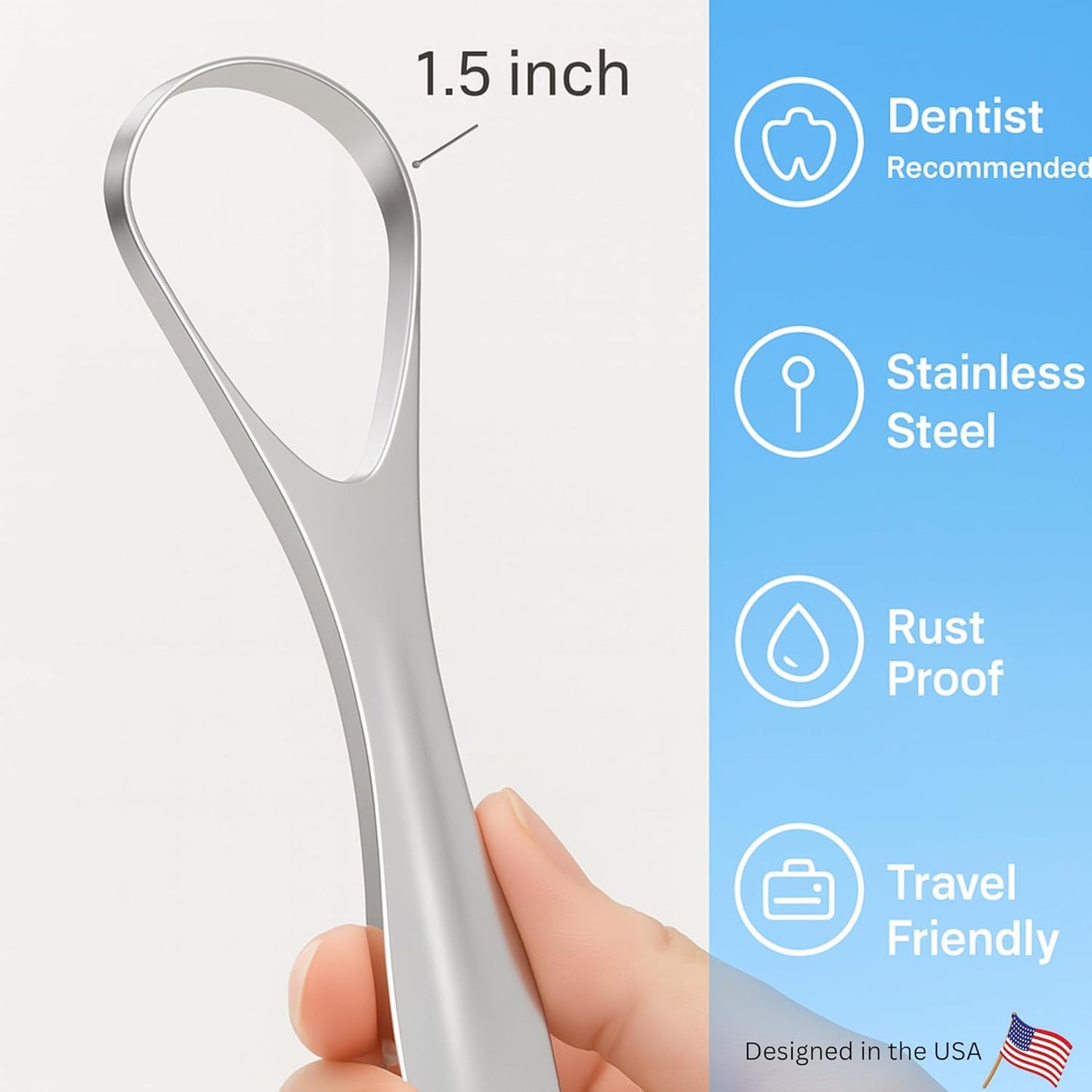 Tongue Scraper for Adults - Reduce Bad Breath, Metal Tongue Scraper, Tongue Cleaner for Adults -Stainless