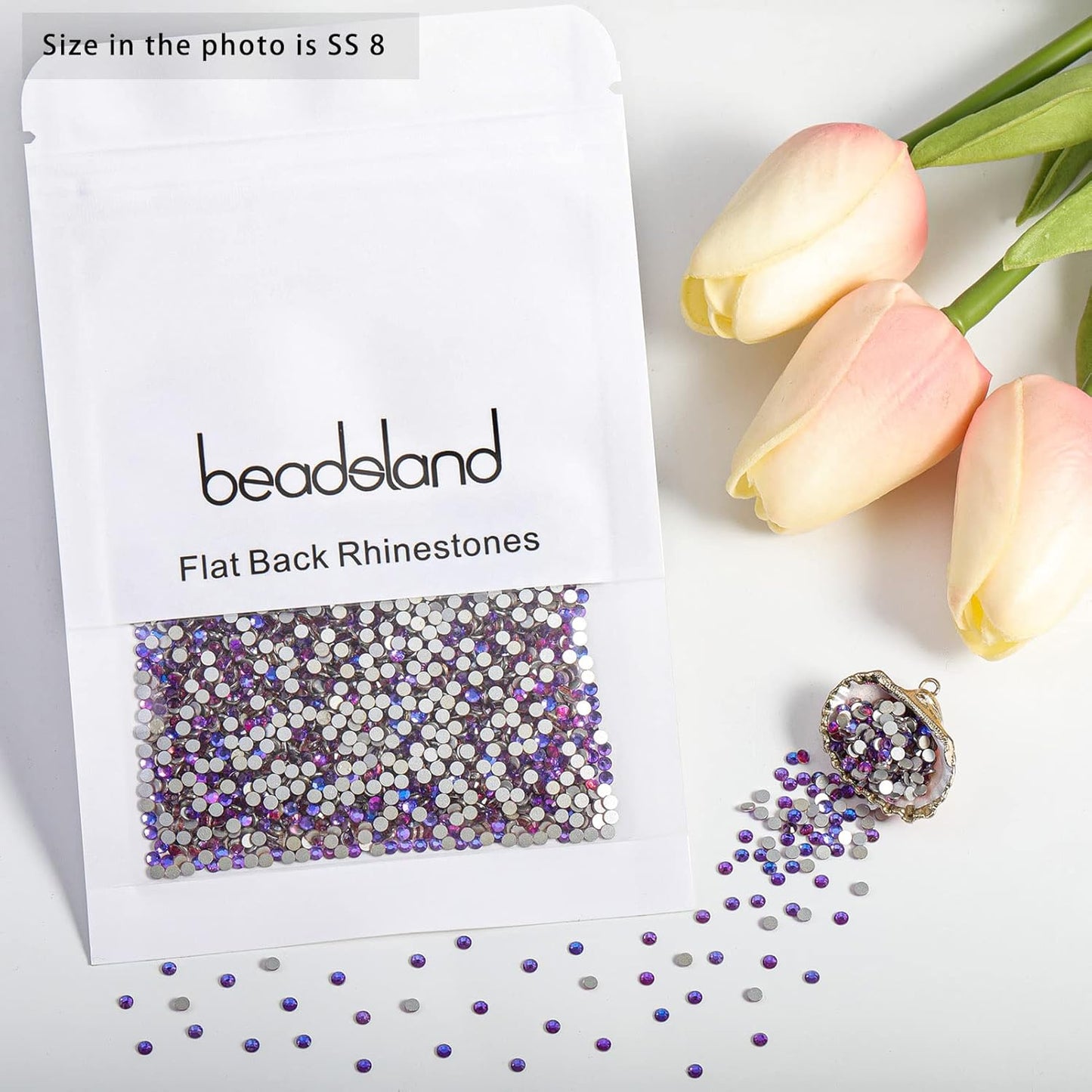 Beadsland 1440pcs Flat Back Crystal Rhinestones Round Gems for Nail Art and Craft Glue Fix, Purple Velvet,SS8,2.3-2.5mm