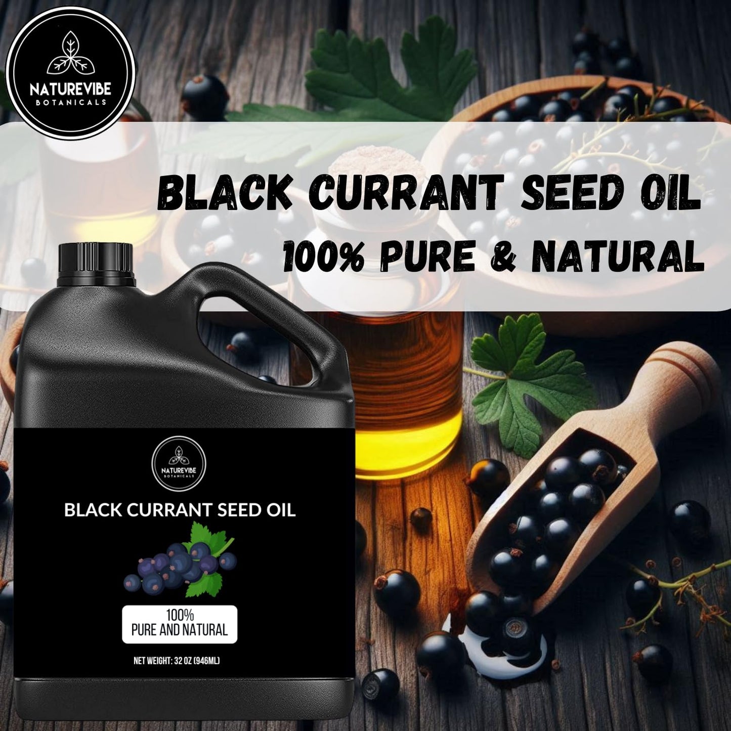 Naturevibe Botanicals Black Currant Oil 32 Ounces | 100% Pure and Natural | Great for Skin Care and Hair Care