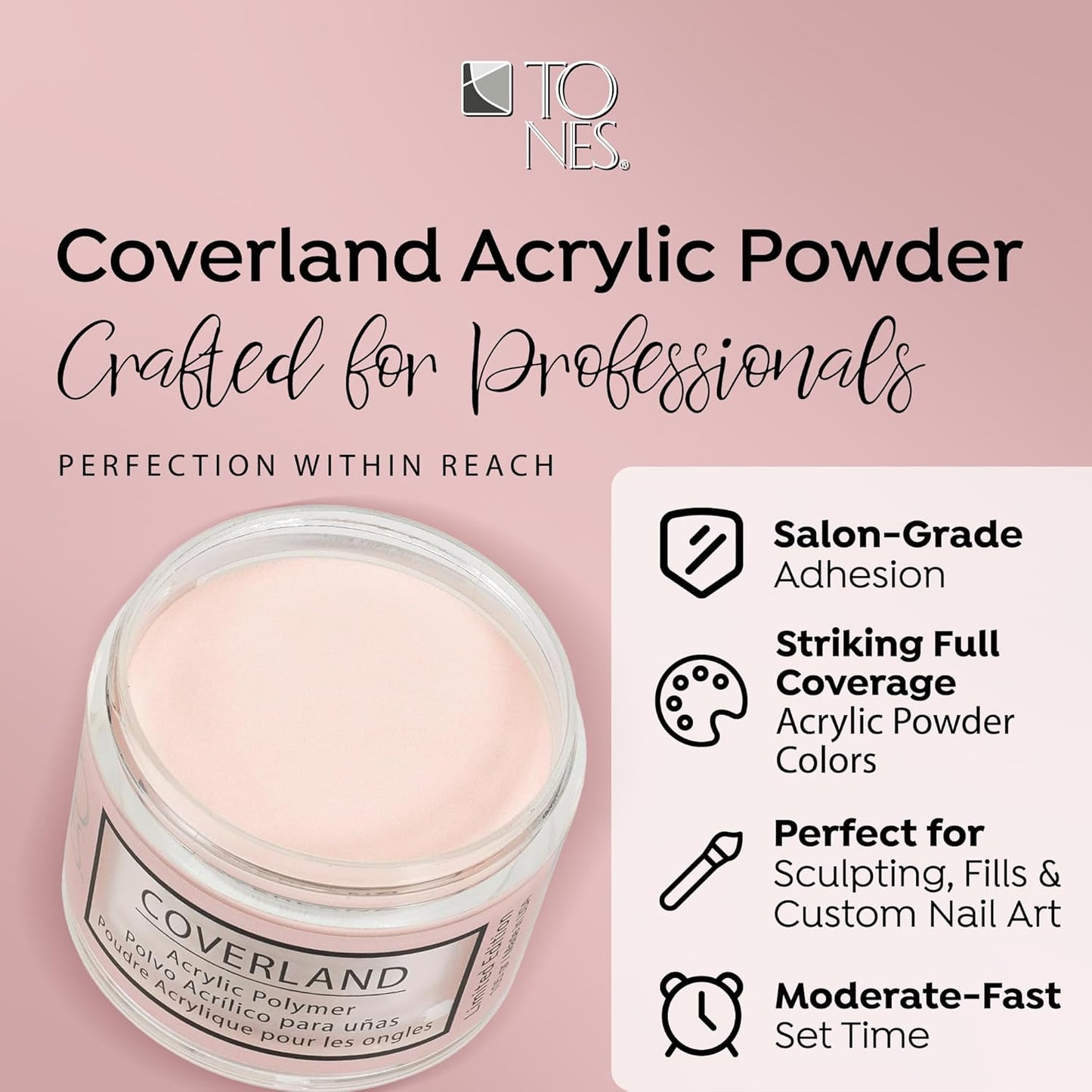 TONES Coverland Acrylic Powder | Sweet Sin | 3.5Oz | Limited Edition | Professional Nail Enhancement | Strong - Long Lasting Formula | Bubble Free Finish