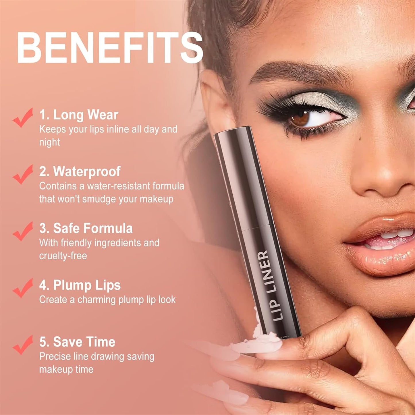 OETUIOW Lip Stain Peel Off, Lip Liner Moisturizing Long-Lasting & Waterproof, Transfer Proof & Plumping, Non-Stick Cup, 2PCS Rose&Mauve