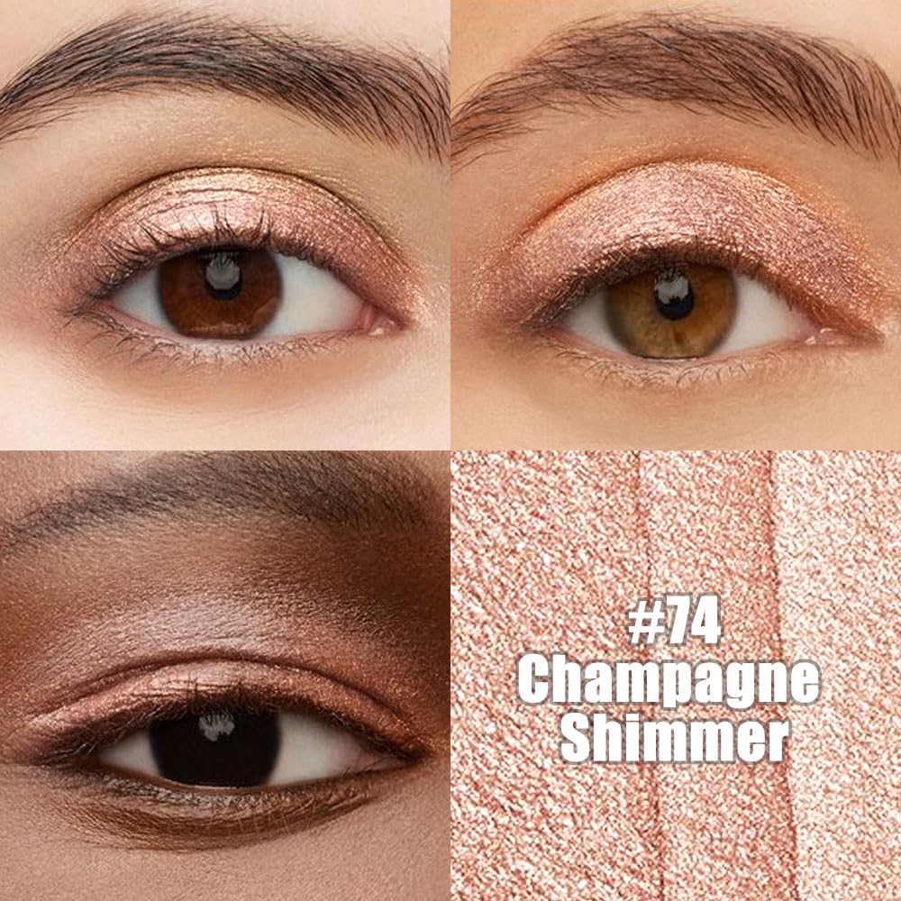 evpct Champagne Shimmer Cream Eye Shadow Sticks Brightener Pencils for Women, Metallic Champagne Eyeshadow Applicator Stick Pen Waterproof, Blendable Crease-Proof Stick Eyeshadow Shimmer Eye Makeup 74