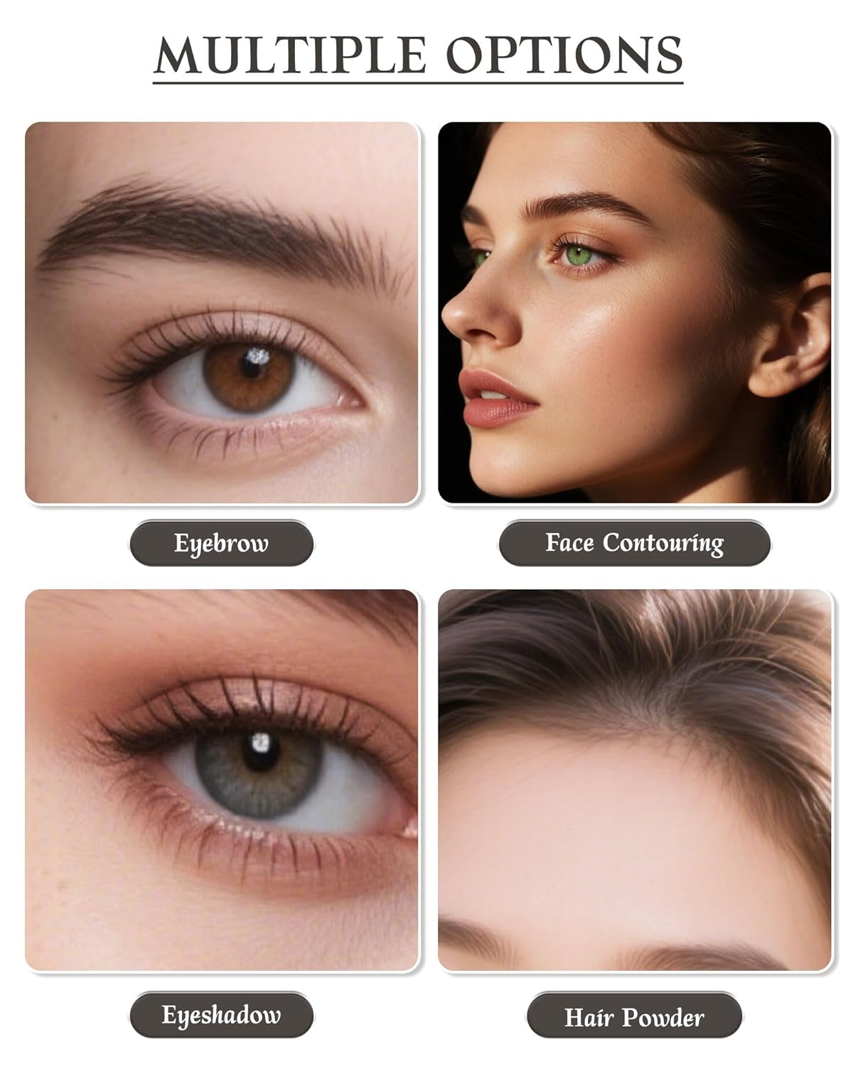 Waterproof Eyebrow Powder Kit - 3 Colors Long-Lasting Brow Powder Palette with Brush Razor & Stencil, Natural Tinting Powder for Women Sparse Brows | #03 Medium Brown, Dark Brown, Black