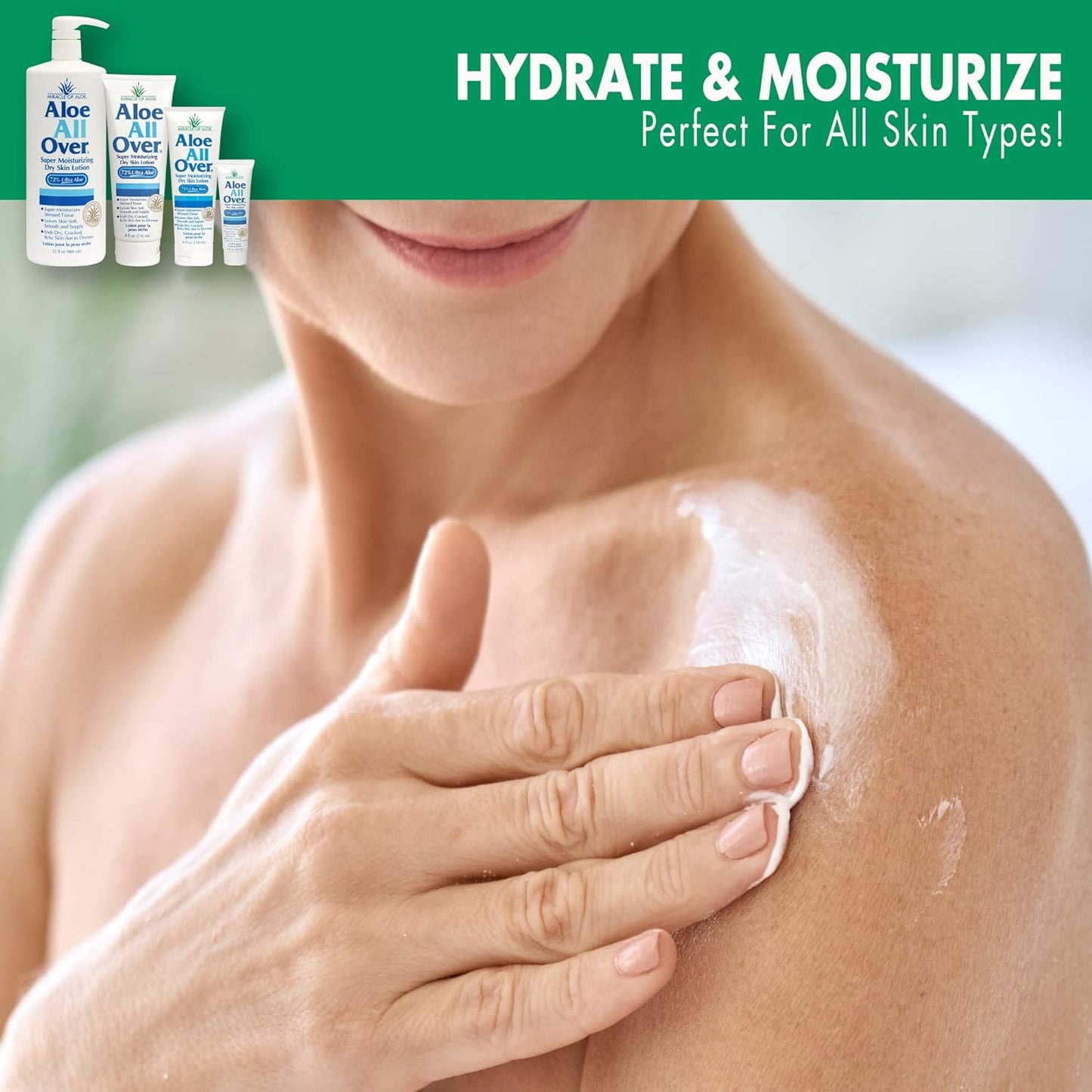 Miracle of Aloe’s Aloe All Over Super Moisturizing Dry Skin Lotion (2-Pack, 4 oz) - Made with 72% UltraAloe Aloe Vera Gel. Safe for Everyone: Men, Women, Kids. Ends Flaking and Restores Dry Skin Fast