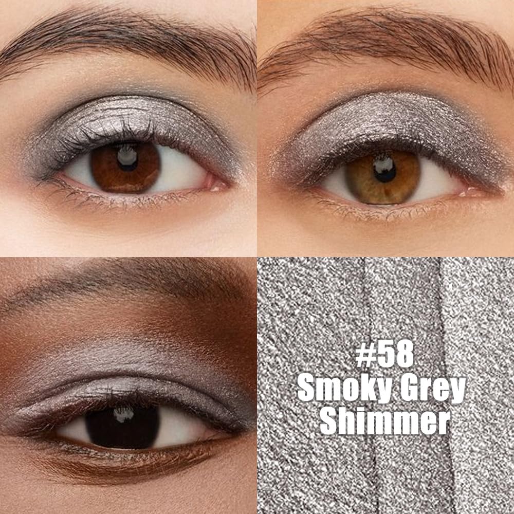 evpct Grey Shimmer Cream Eye Shadow Sticks Brightener Pencils for Women, Shimmery Grey Silky Eyeshadow Applicator Stick Pen Waterproof, Blendable Crease-Proof Stick Eyeshadow Shimmer Eye Makeup 58