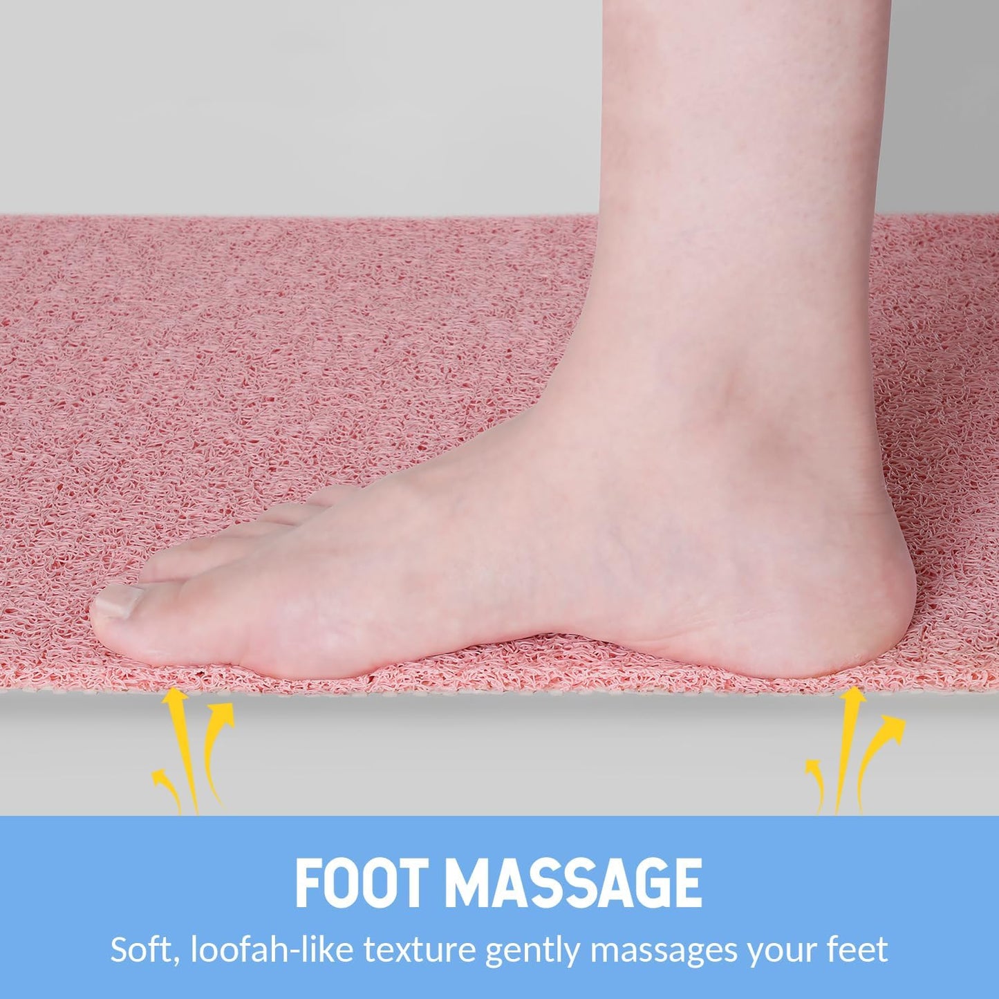 Non-Slip Bathtub Mat, Anti Slip Shower Mat, Fast Drying Bathtub Mats, Foot Scrubber Mat, Anti Slip Mat for Tub, Floor, Bathroom, Kitchen, Home, Hotel (Pink 32"×17")
