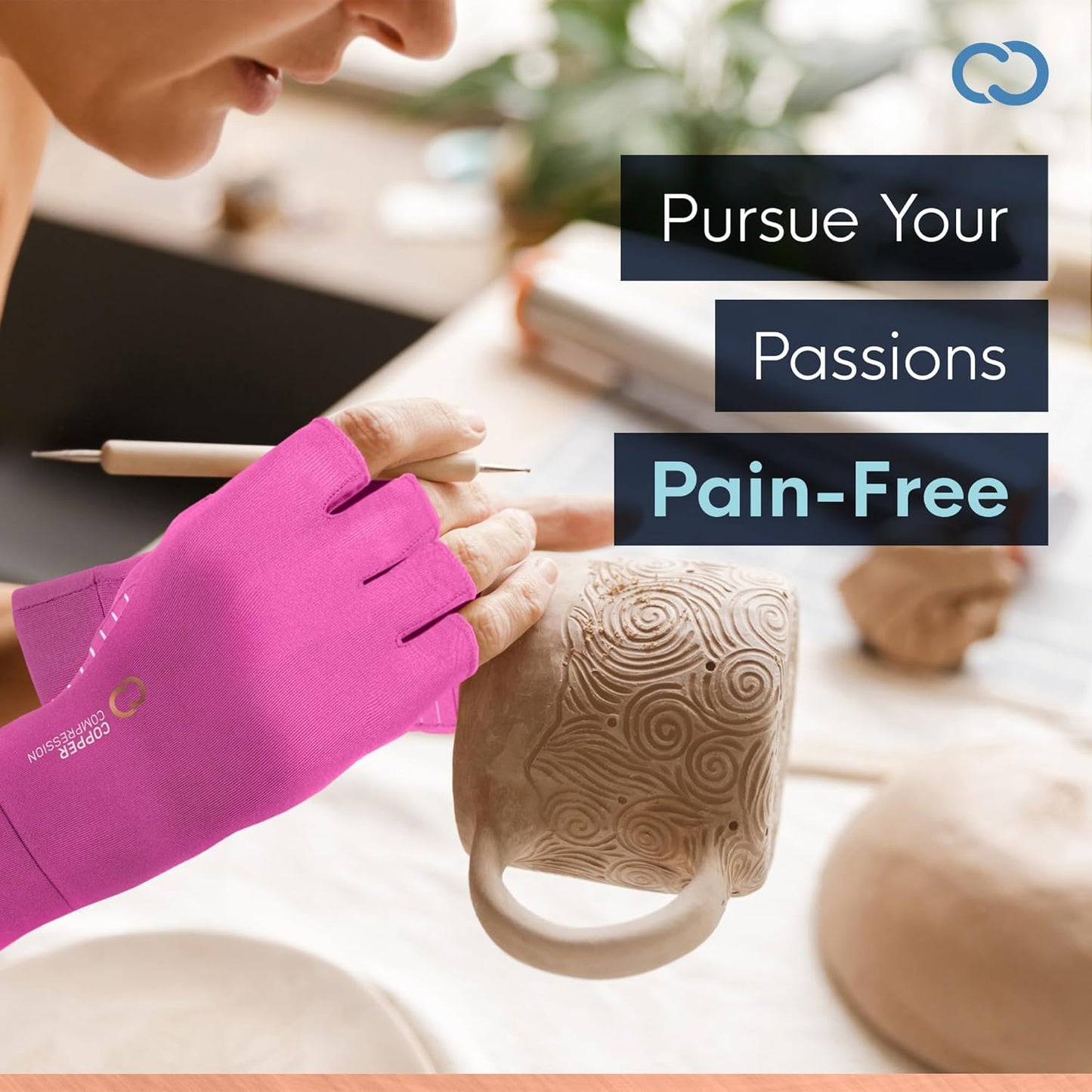 Copper Compression Arthritis Gloves | Fingerless Arthritis Carpal Tunnel Pain Relief for Men & Women | Hand Support Wrist Brace for Neuropathy, Rheumatoid, Tendonitis, Swelling, Crocheting, Typing Pink XL