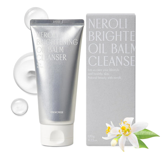 PINKWONDER Neroli Oil Balm Cleanser 4.23oz(120g), Cleansing Oil Balm Face Wash, Removes Makeup and Impurities, Niacinamide and Neroli for Glowing Skin, Korean Skincare