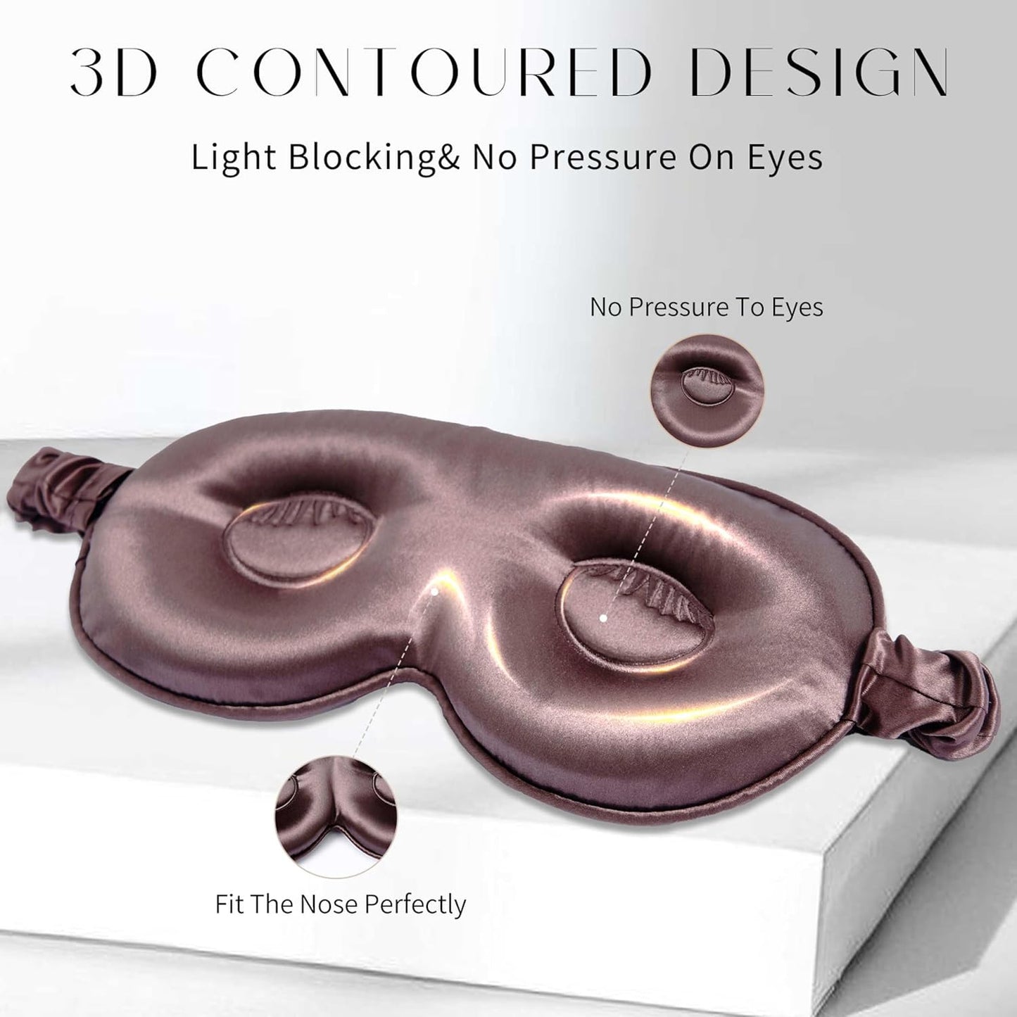 100% 22 Momme Mulberry Silk Sleep Mask, Eye Cover for Sleeping, Blackout 3D Sleep Masks for Lash Extensions with Adjustable Strap for Men and Women (Purple)