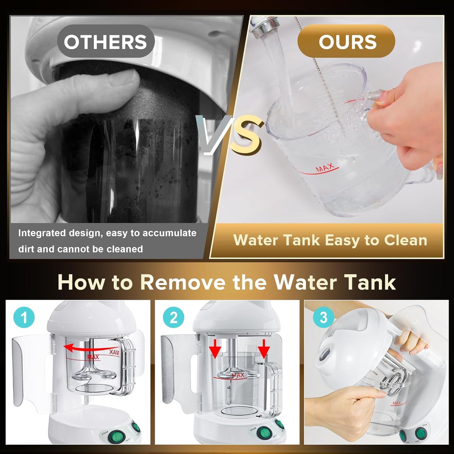 Easy to Clean Facial Steamer, Portable Nano Ionic Face Steamer for Facial Deep Cleaning, with 360° Rotating Arm, 300ML Large Capacity, with Aromatherapy Diffuser, Warm Mist