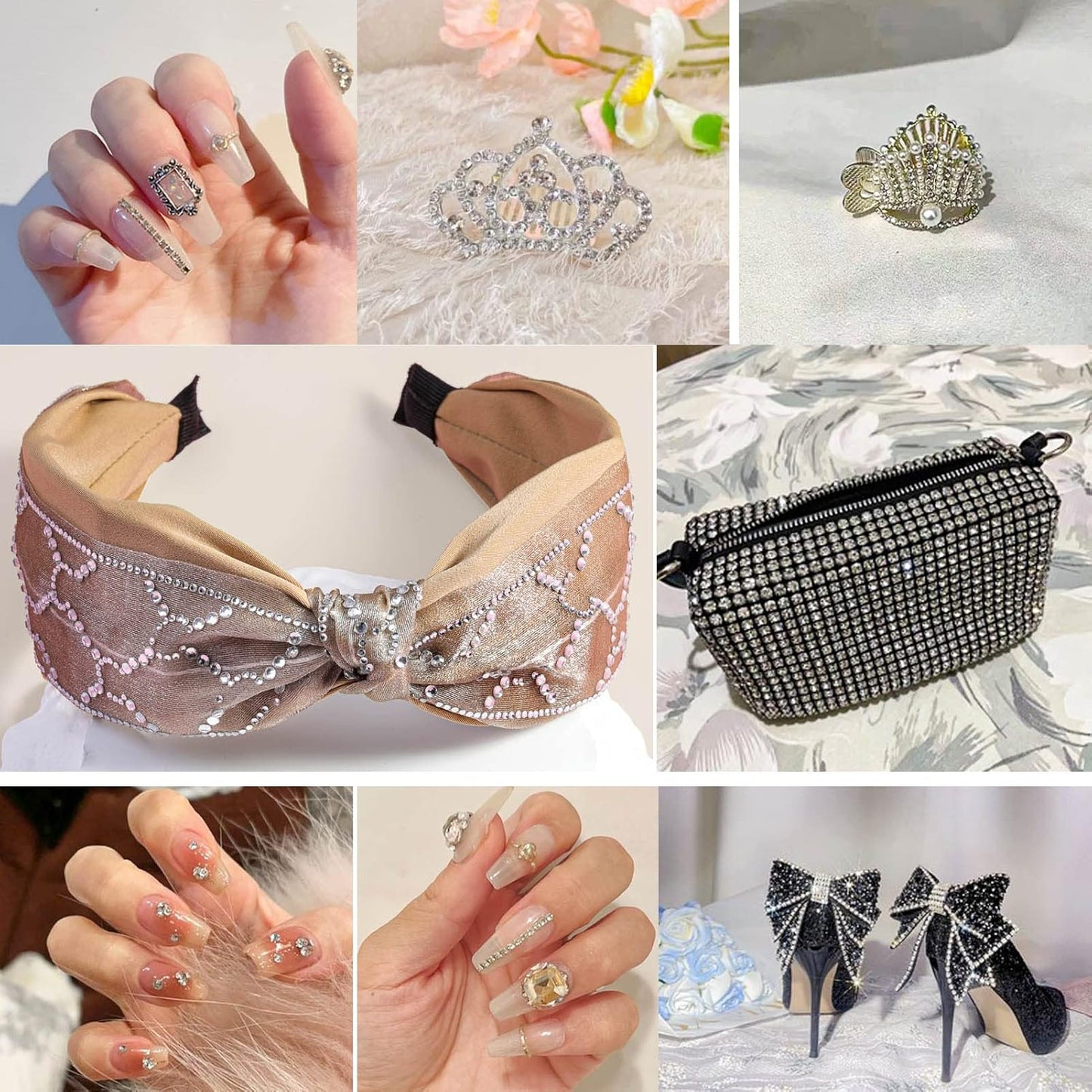 beadsland Flat Back Crystal Rhinestones Round Gems for Nail Art and Craft Glue Fix, Crystal (1.3-1.4mm) SS3/1440pcs