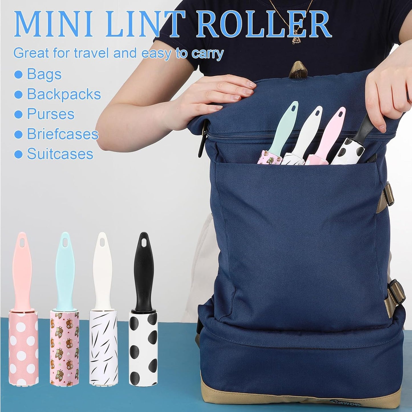 Hushee 24 Pcs Mini Lint Rollers for Pet Hair, Clothes, Gift Bags & More; Travel Size, Compact & Portable; Easy to Use, Comfortable Grip; 720 Sheets, Versatile Application