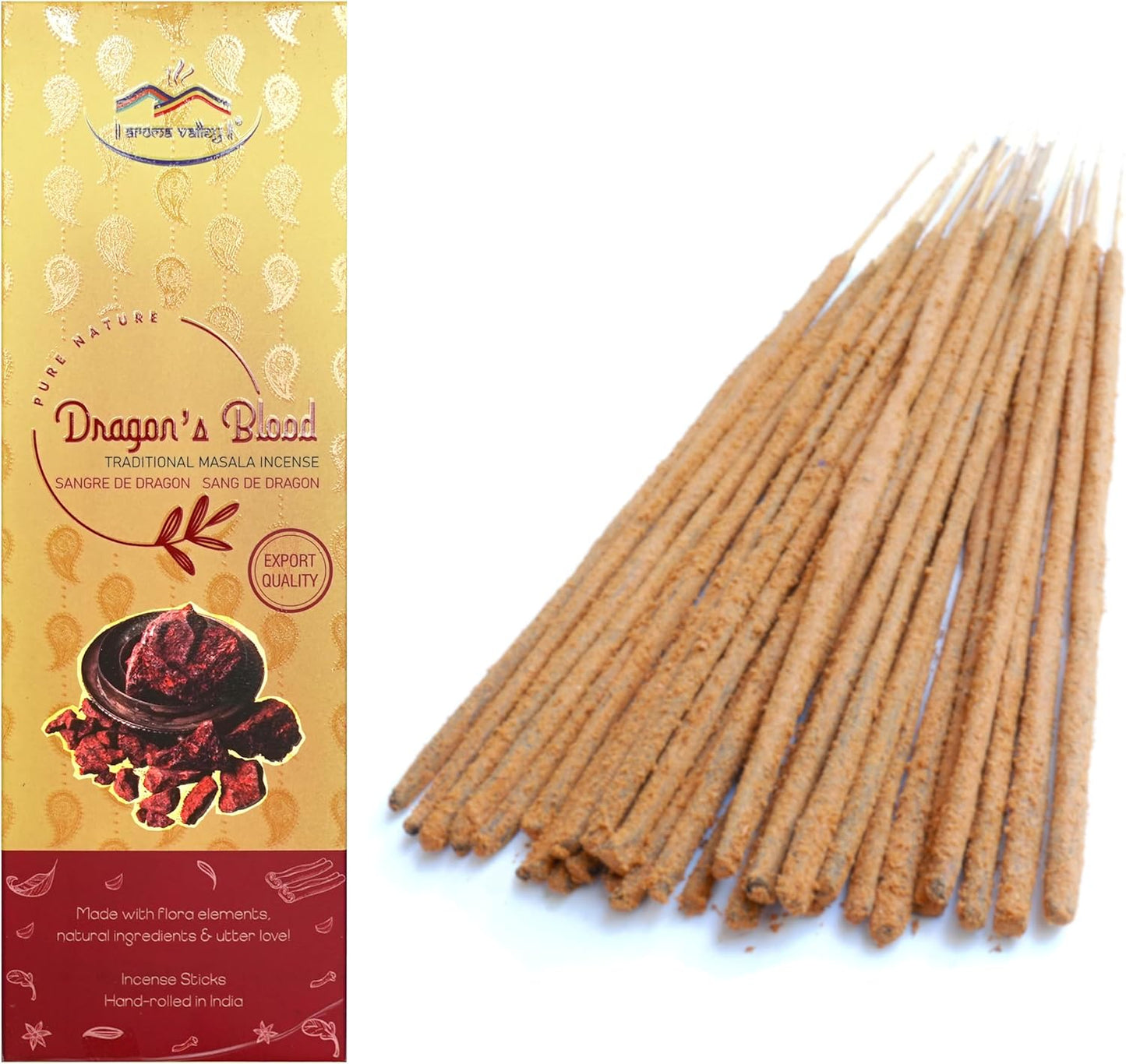 Dragon's Blood Incense Sticks - Traditional Handcrafted Masala Incense - 40 to 50 Sticks Approx.