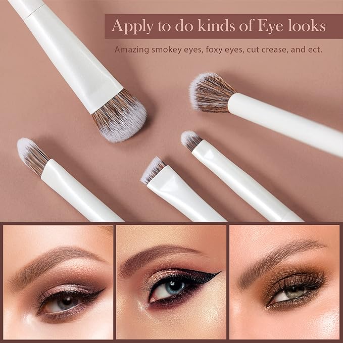 Jessup Makeup Brushes Set 14pcs Make up Brushes Premium Synthetic Foundation Concealer Blush Contour Powder Eye Shadow Blending Brush, Pearl White T343