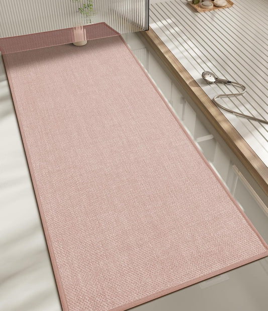 chakme Bathroom Rugs Mat 59x17, Ultra Thin Non Slip Bath Mats Runner Quick Dry Absorbent Bath Mat for Bathroom Floor, (Pink, 59"x17")