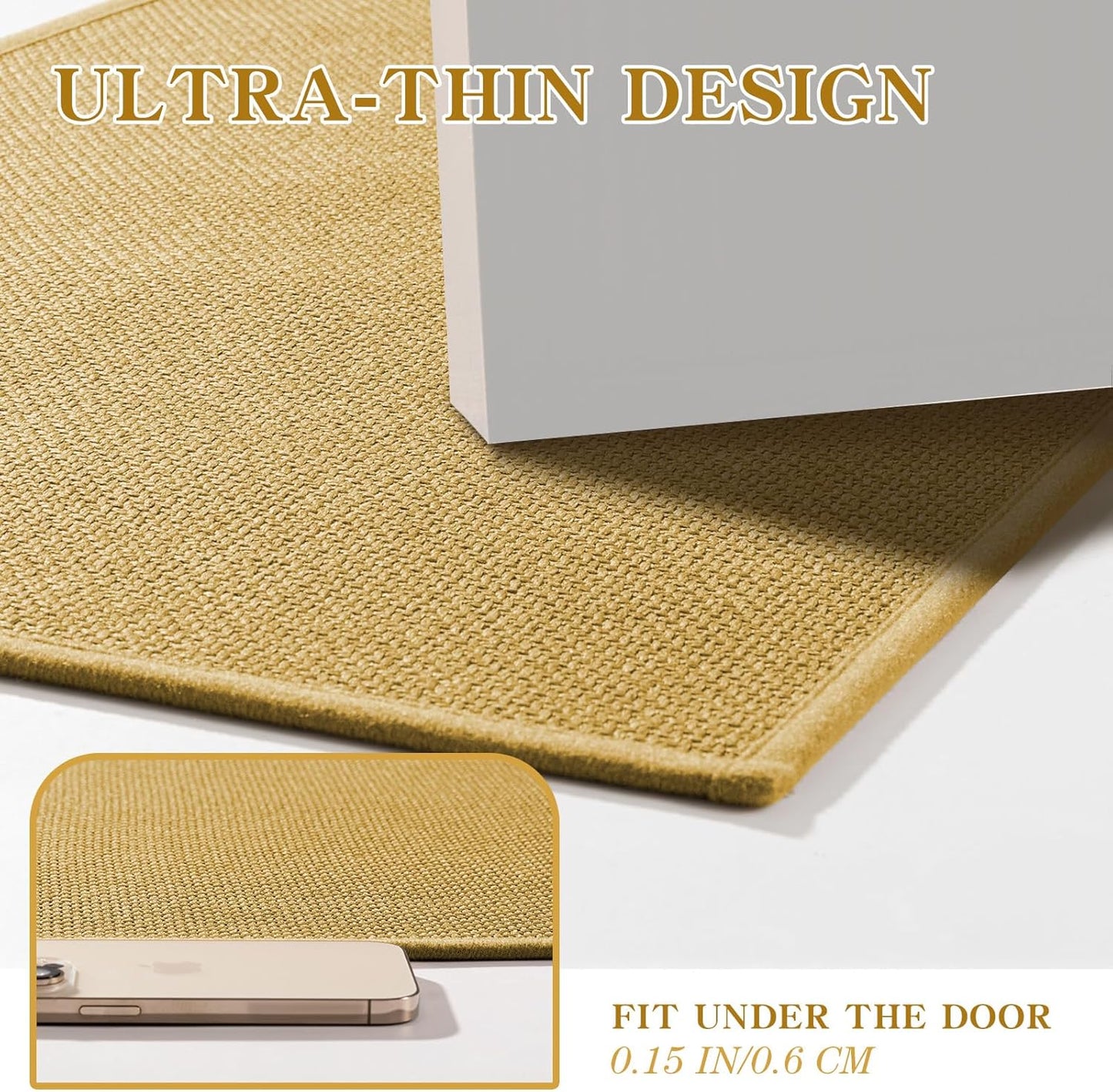 chakme Bathroom Rugs Mat 47x17, Ultra Thin Non Slip Bath Mat Runner Quick Dry Absorbent Bath Mat for Bathroom Floor, (Yellow, 47"x17")