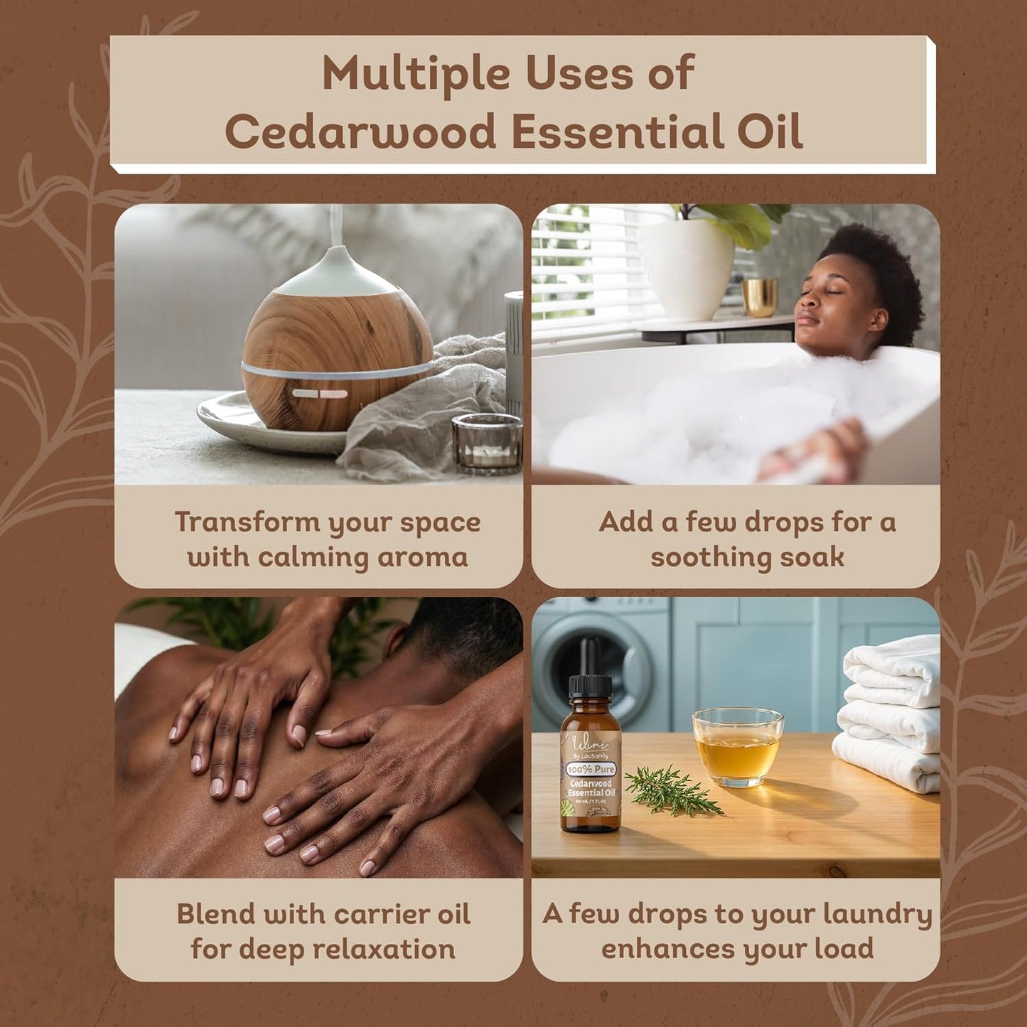 WINI by Locsanity Cedarwood Essential Oil with Glass Dropper | 100% Pure and Natural Cedarwood Diffuser Oil | Premium Grade Essential Oils for Skin Care, Aromatherapy, Hair & Scalp, Massage | 30ml