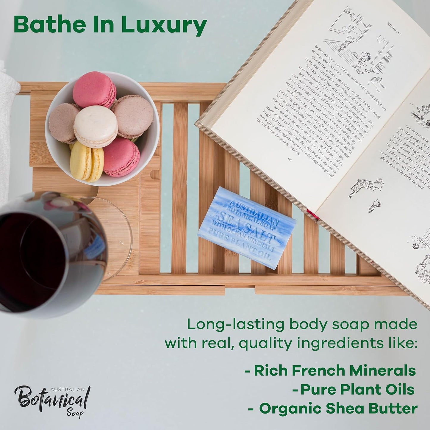 Australian Botanical Soap Sea Salt with Ocean Minerals 6.6 oz Triple Milled Luxury Soap Bar Enriched with Shea Butter, Suitable for Men, Women and All Skin Types, Pack of 1