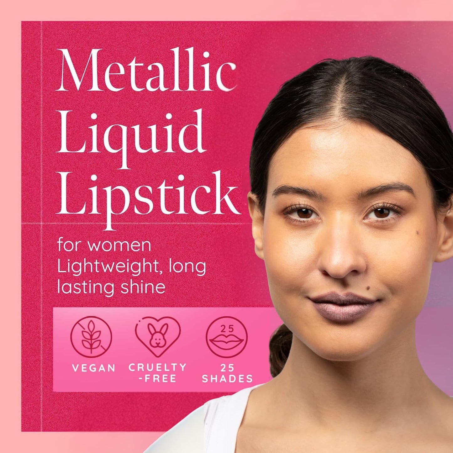 Aromi Metallic Liquid Lipstick | Light Brown Nude Lip Color for Women, Long-lasting, Shimmery Finish, Vegan (Brown Sugar)