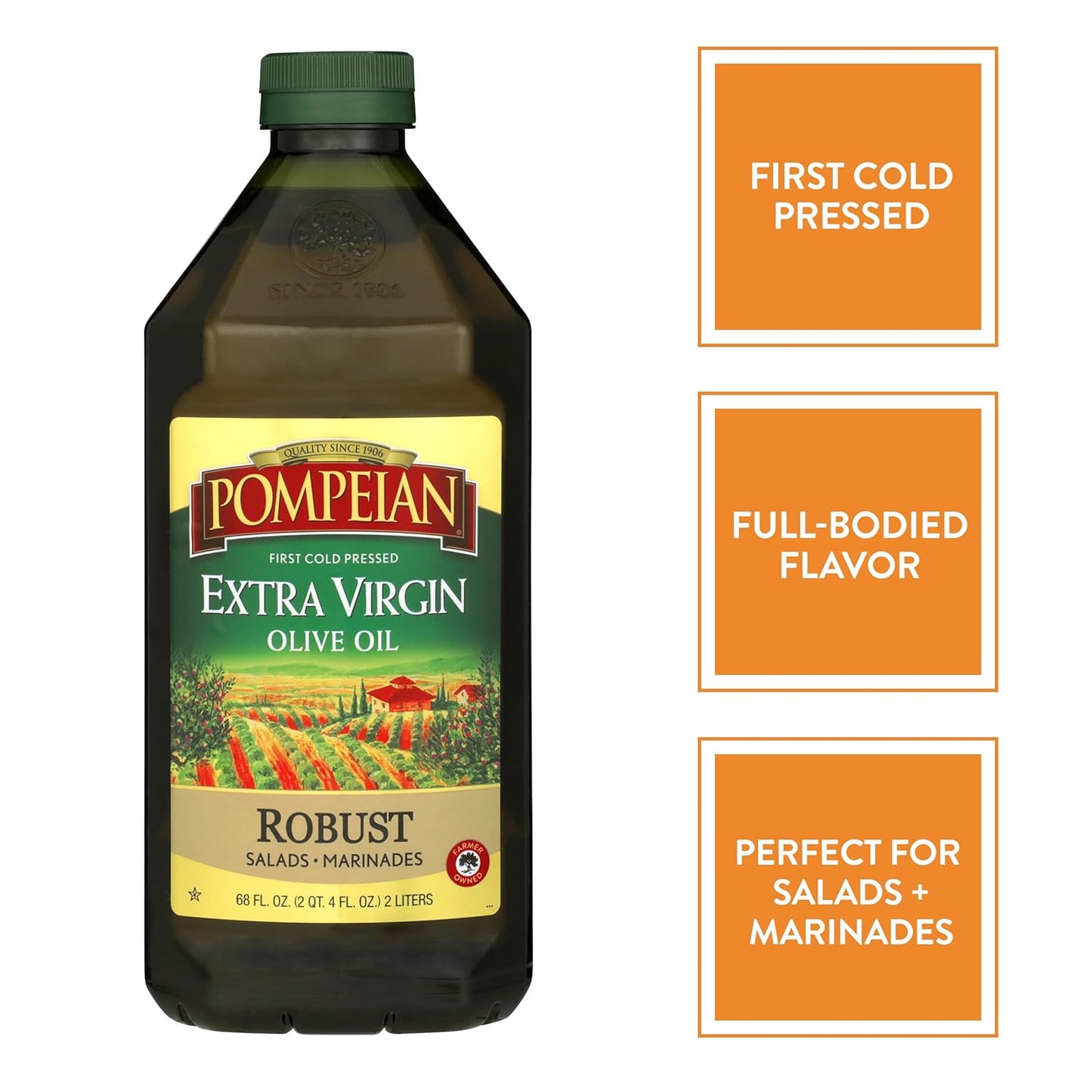Pompeian Extra Virgin Olive Oil Variety Pack - Smooth, Robust, Naturally Gluten-Free, Non-Allergenic, Non-GMO, 68 Fl Oz (Pack of 2)