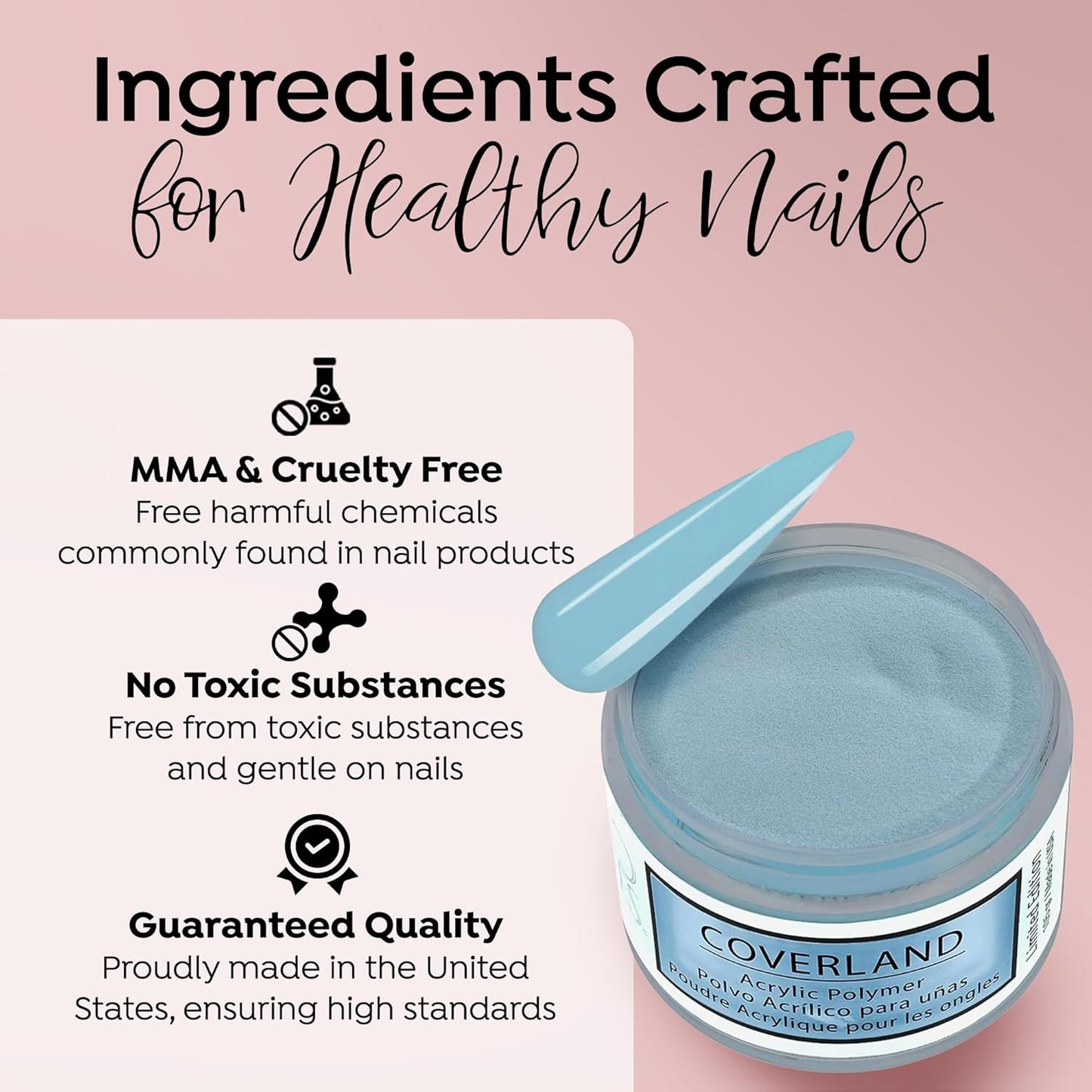 Tones Coverland Acrylic Nail Powder "Free Spirit" - Limited Edition Acrylic Powder for Nail Design, Sculpting, and Masking Nail Bed Imperfections - Professional Acrylic Nail Supplies - (1.5 Oz)