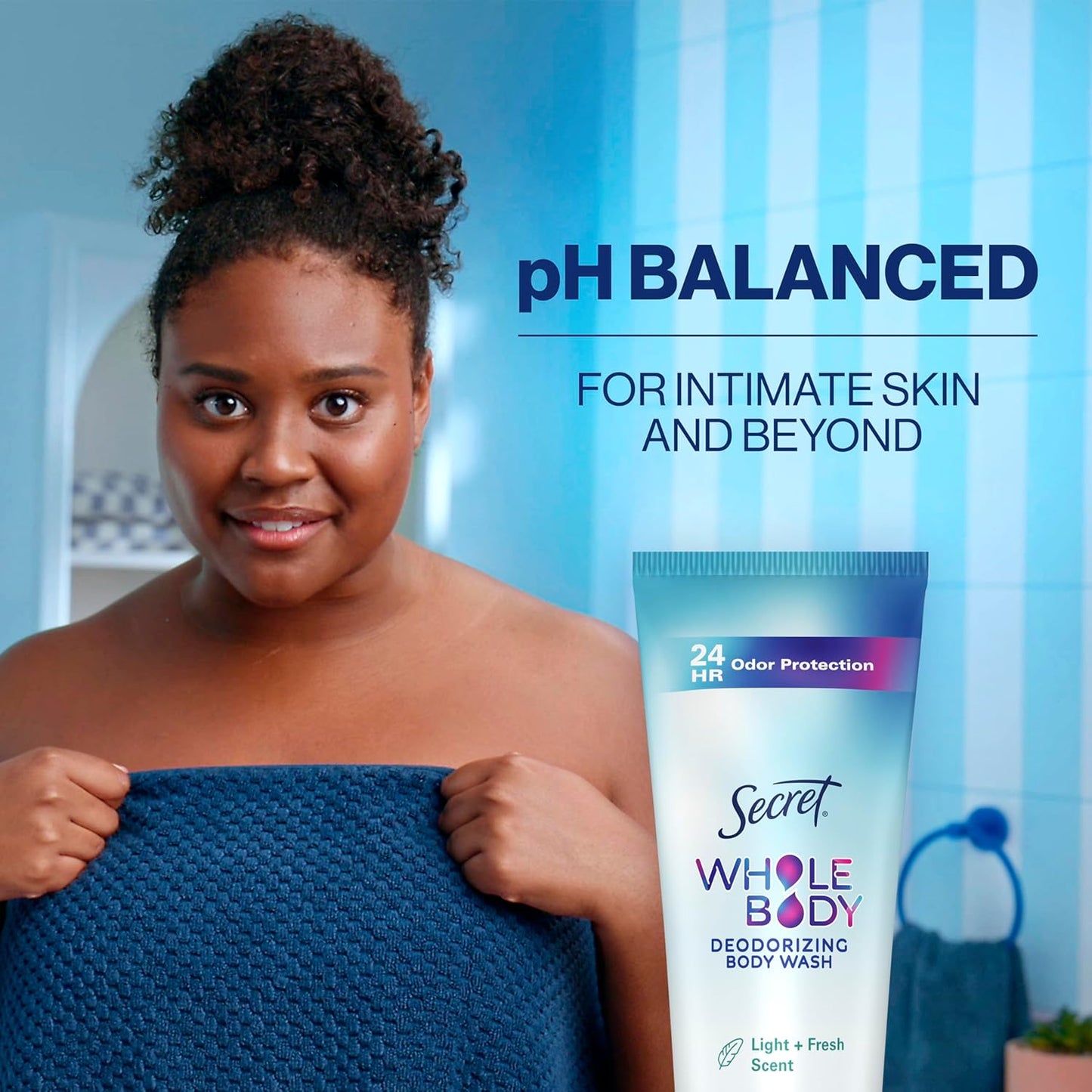 Secret Feminine Wash, 24 HR Deodorizing Feminine Body Wash for Women, Removes 6x Causes of Odor, PH Balanced, Safe to Use Everywhere, Light & Fresh, 8.0 oz